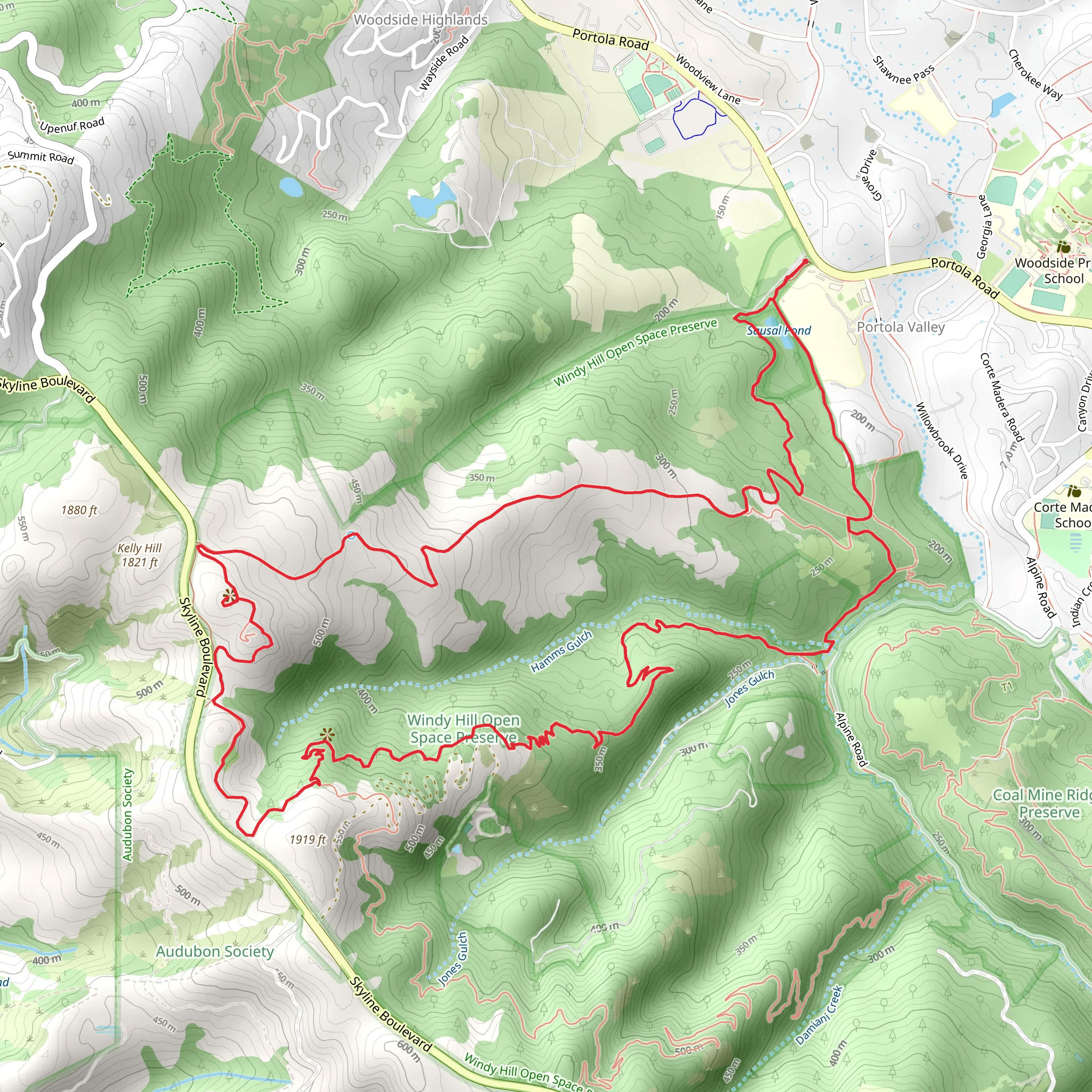 Windy Hill Loop via Hamms Gulch mobile static map