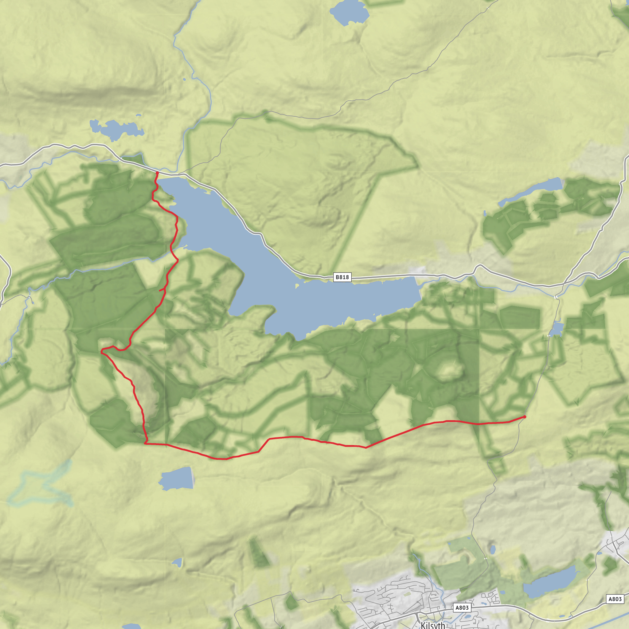 Tomtain, Garrel Hill, Meikle Birk and Carron Valley Reservoir mobile static map