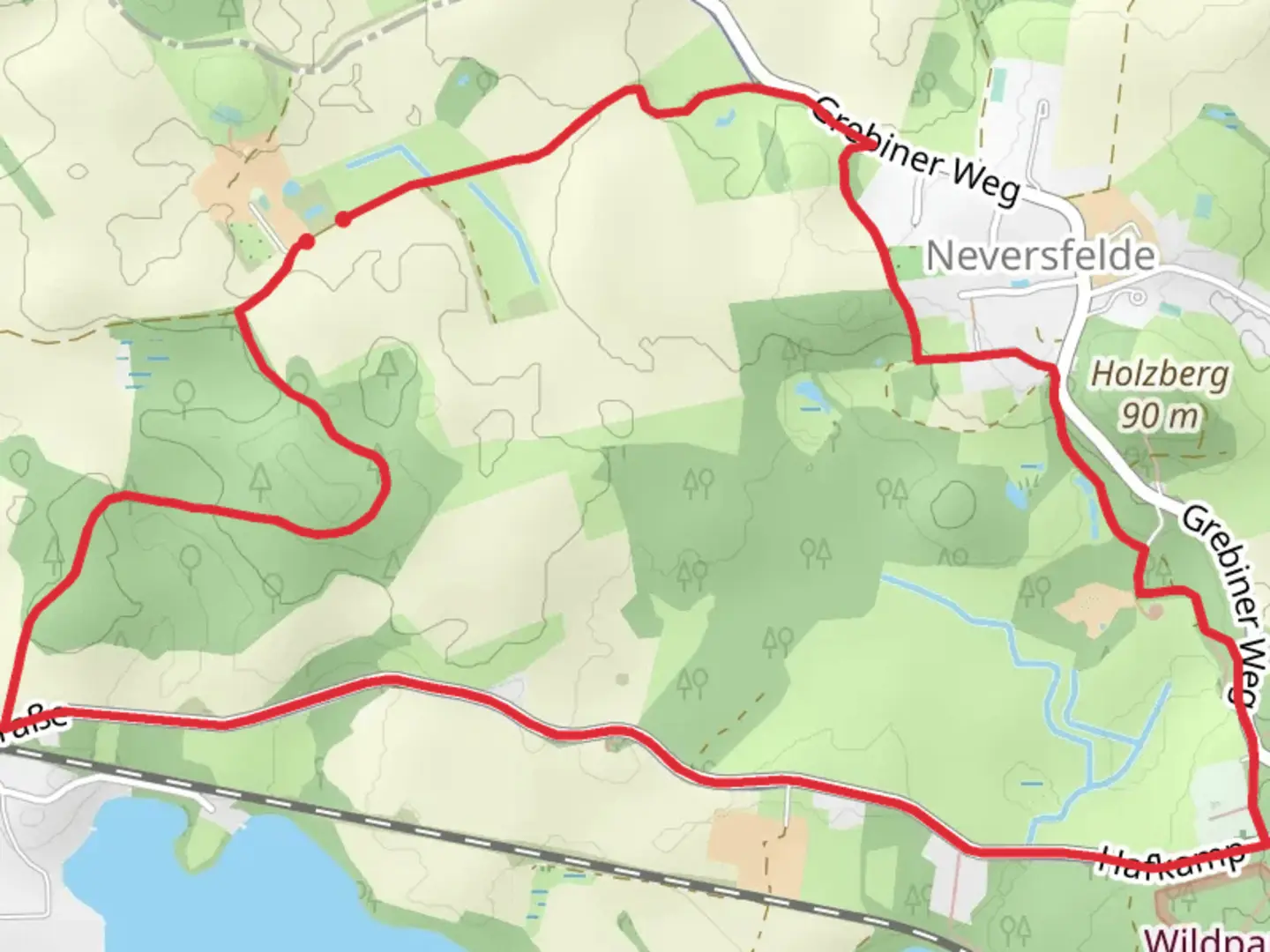 An image depicting the trail Margarethenhof Route and Forst Route and its surrounding area.