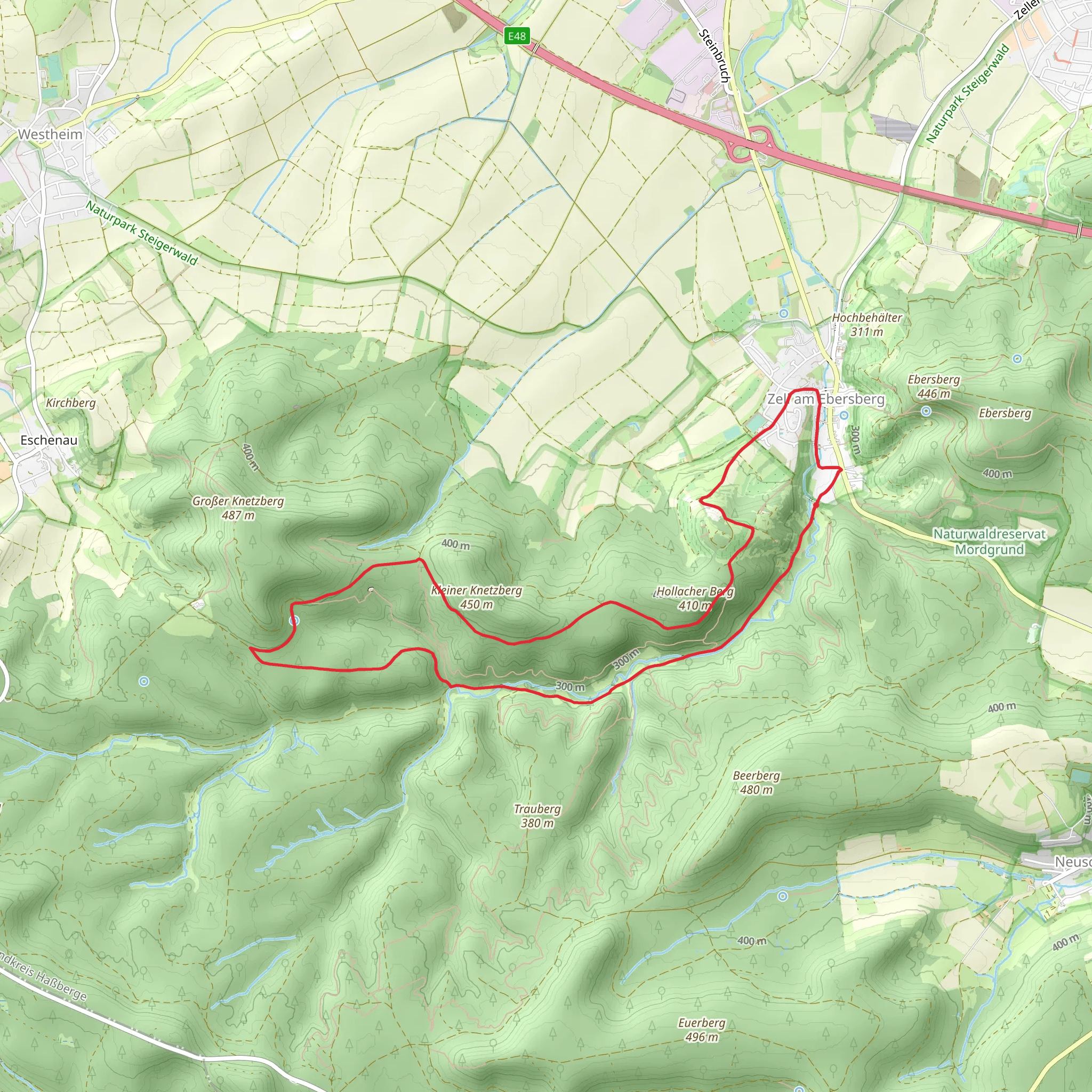 Hollacher Berg, Kleiner Knetzberg and Bohlgrund Loop mobile static map