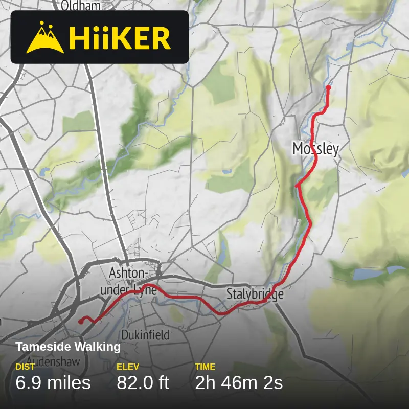 A map preview of the recording Tameside Walking.