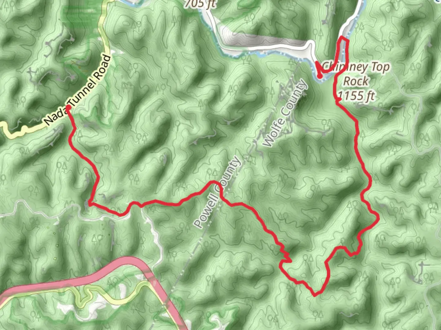 An image depicting the trail Rough and Sheltowee Trace Trail and its surrounding area.