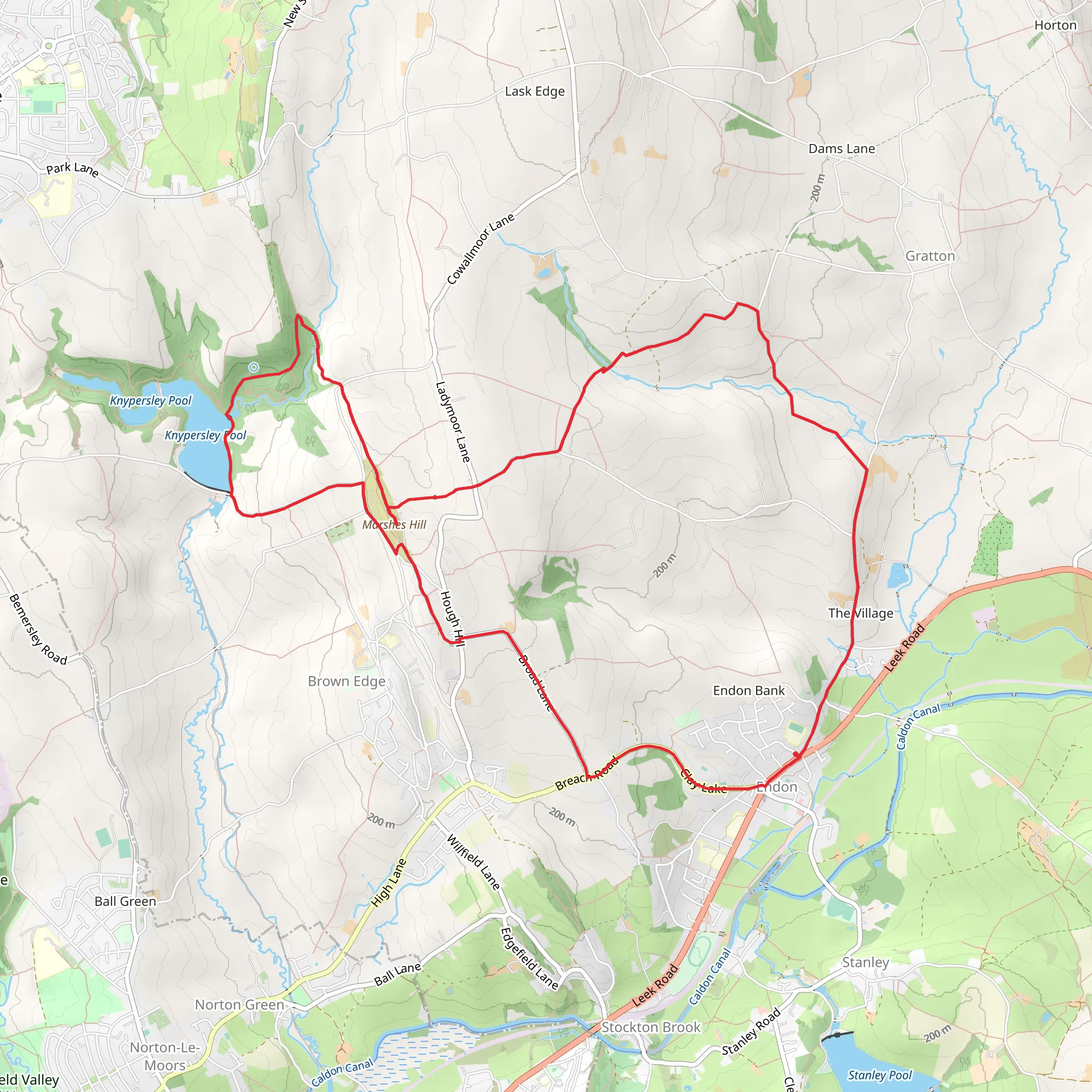 Kynpersley Reservoir and Endon and Stainley Country Park mobile static map