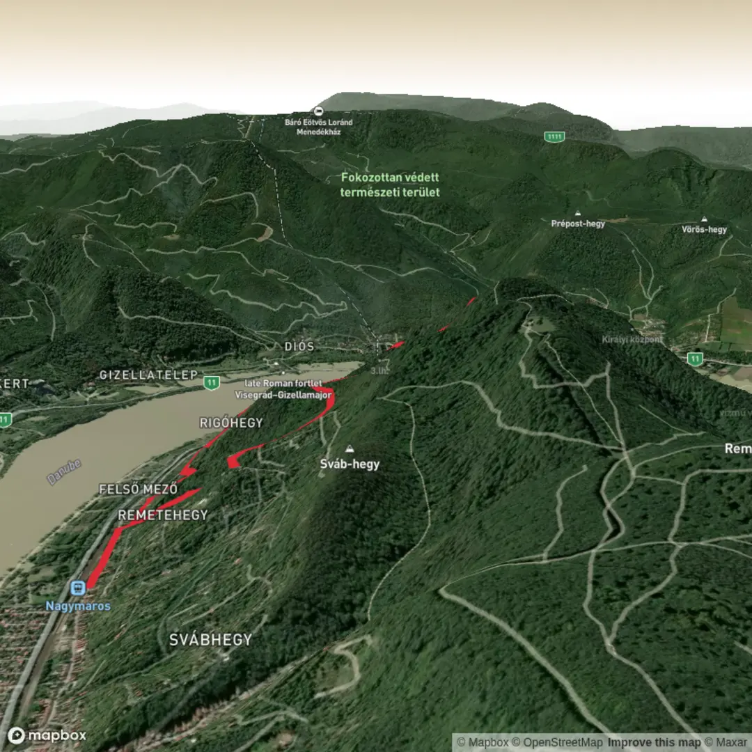 An image depicting the trail Nagymaros Hermit Cave and its surrounding area.