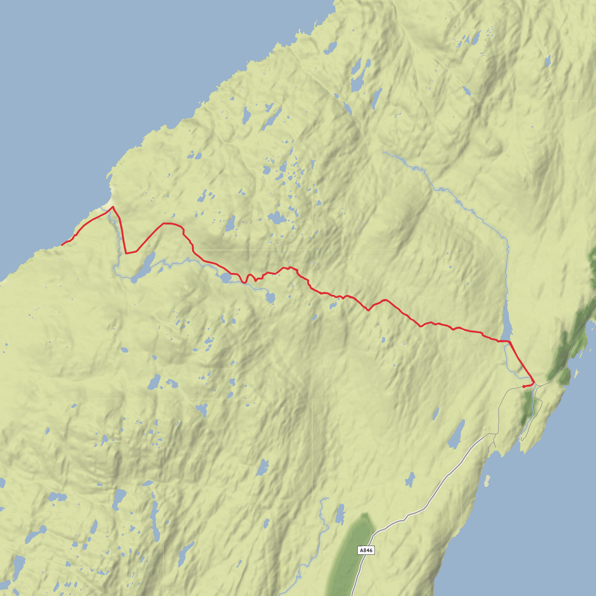Loch Aird a' Chruaidhr Ghlinn, Gualann na Beinne Brice and Traigh a' Mhiadair mobile static map