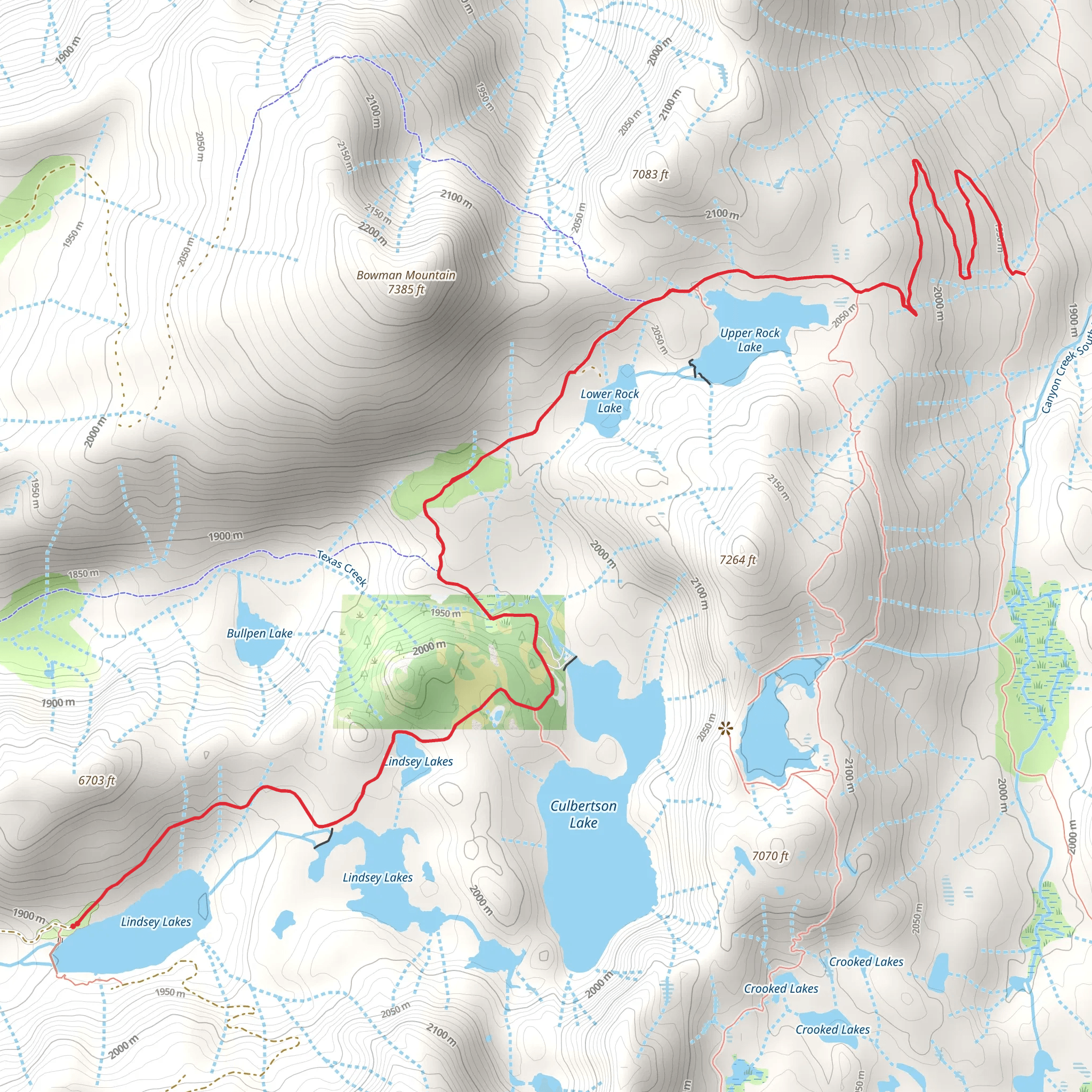 Lindsey Lake to Rock Lake Trail mobile static map