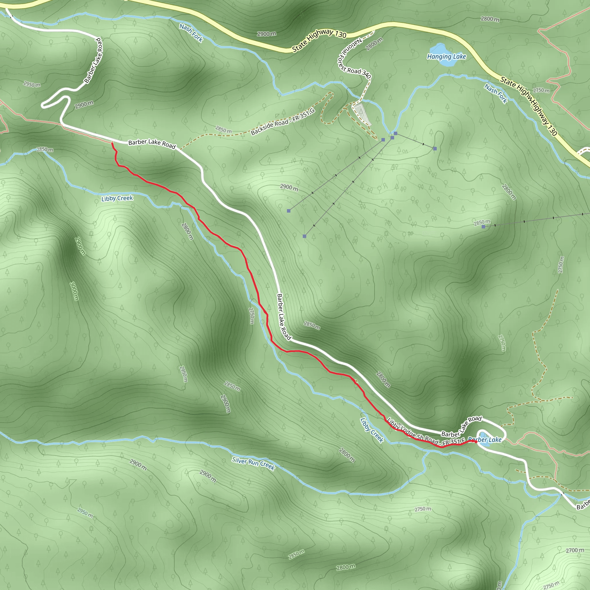 Barber Lake Trail mobile static map