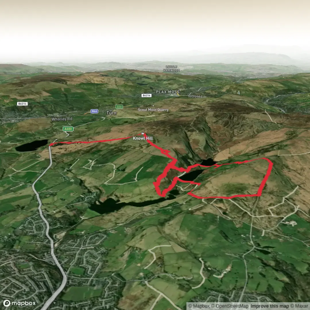 An image depicting the trail Knowl hill from Cheesden and its surrounding area.