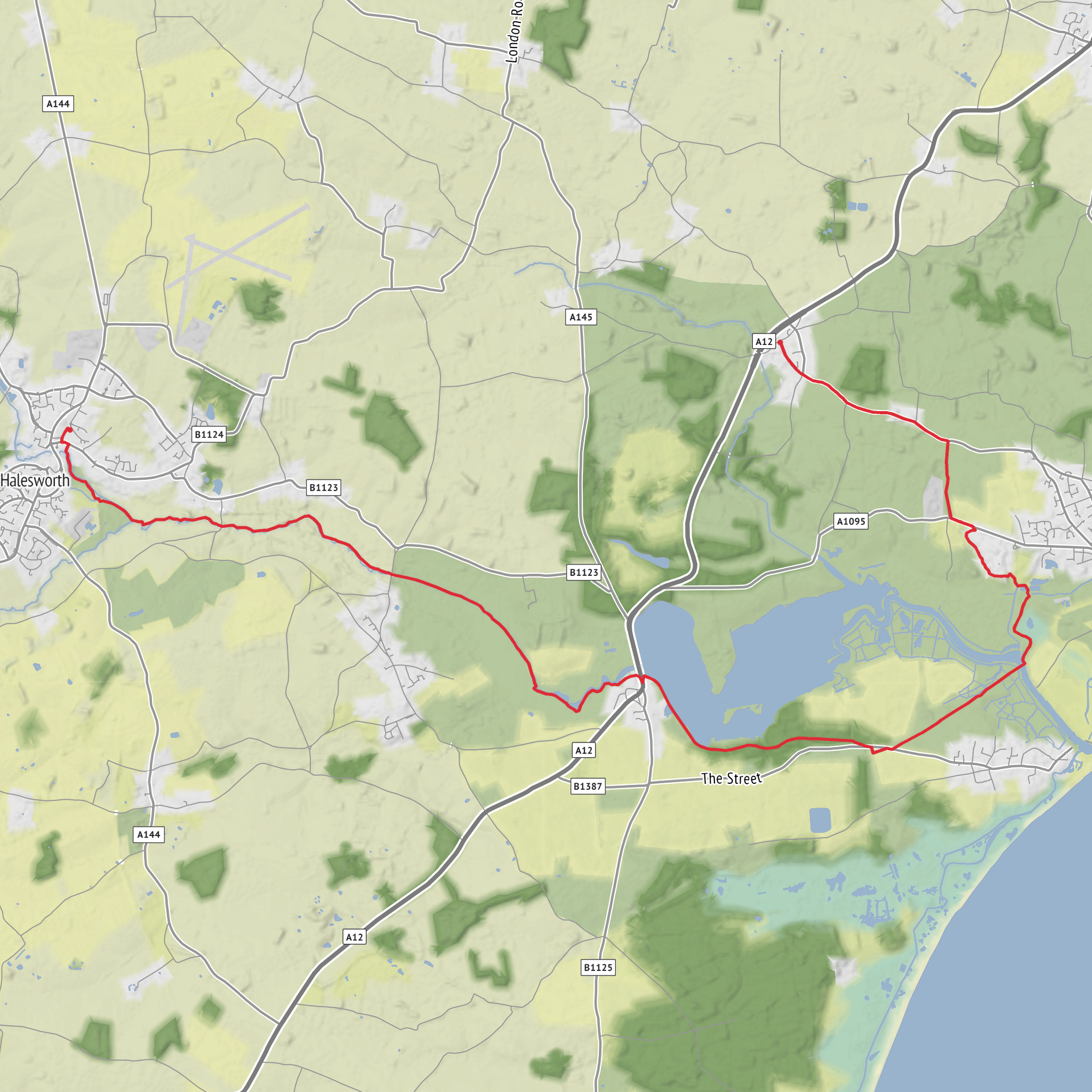 Halesworth to Wangford mobile static map