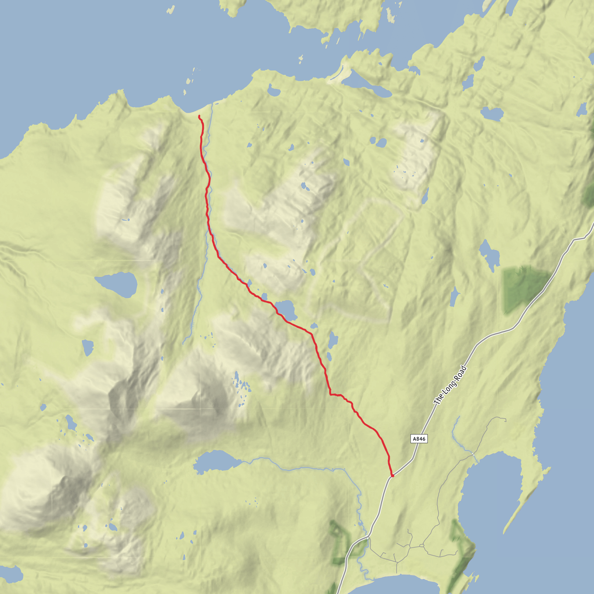 Loch Tarbert via Loch na Fudarlaich and Glen Batrick mobile static map