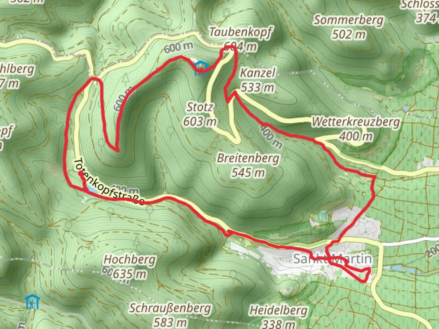 An image depicting the trail Sandwiesenweiher via Pfaelzerwald Weiss Gruen and its surrounding area.