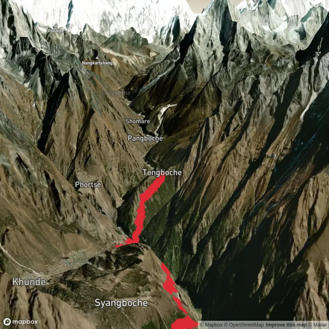 An image depicting the trail Everest Base Camp Day 4 and its surrounding area.