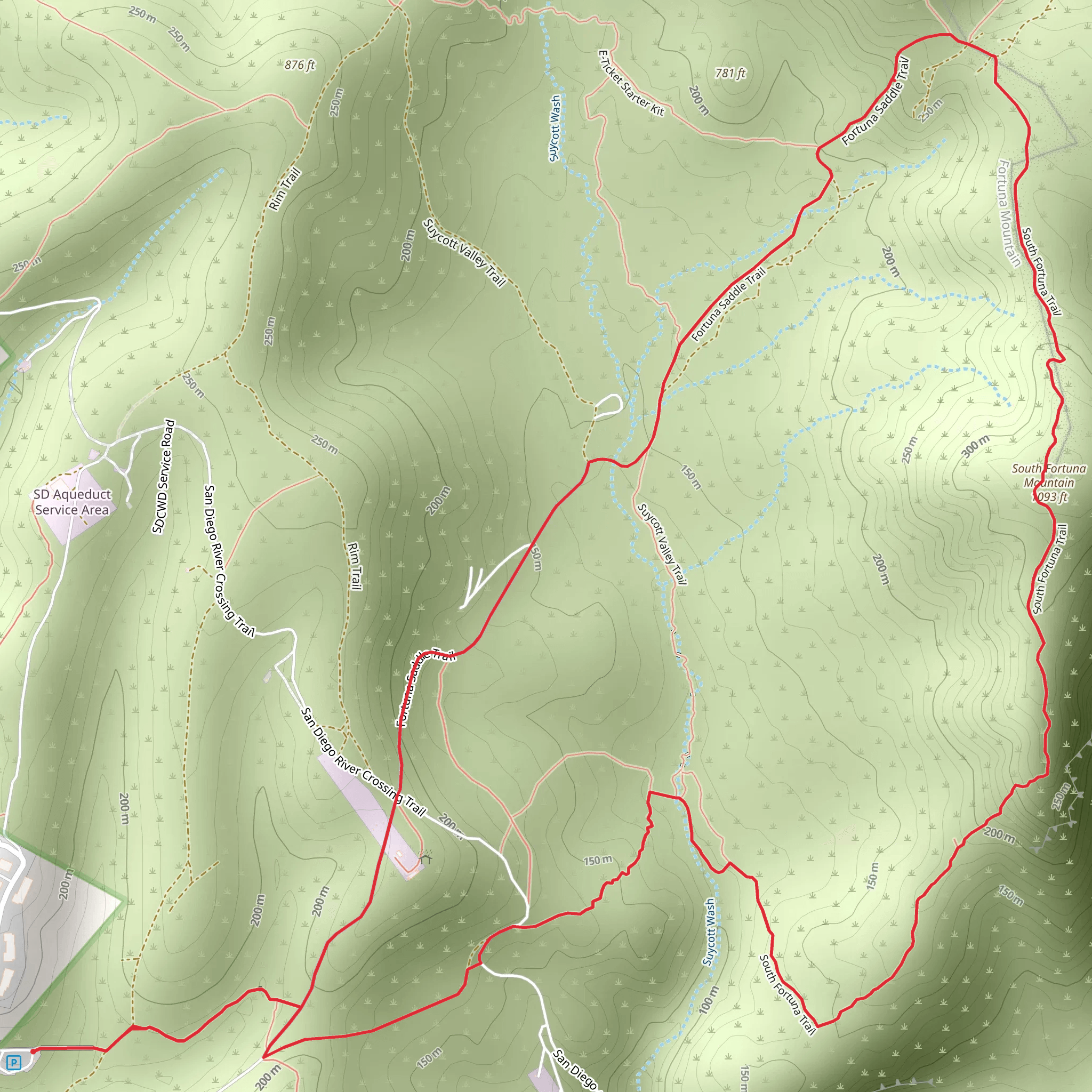 Fortuna Saddle and South Fortuna Mountain Loop Trail mobile static map