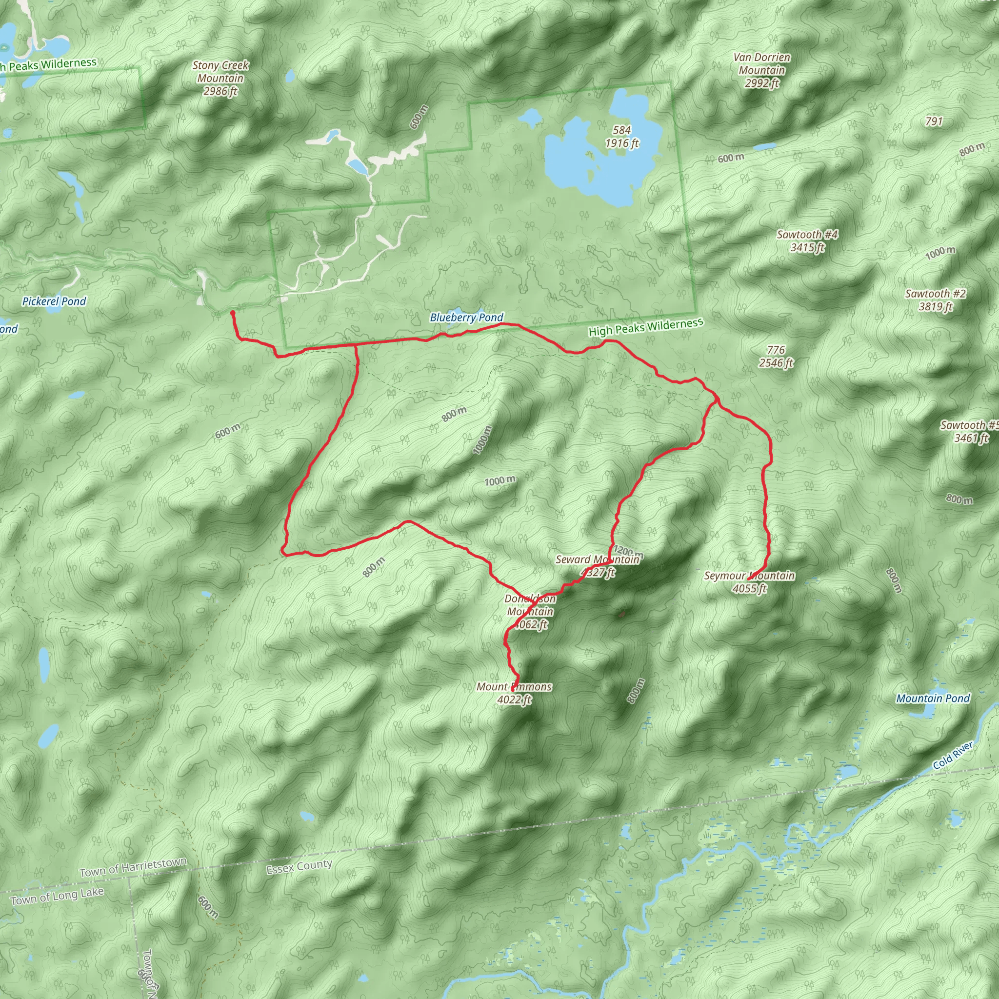 Seymour Mountain and Mount Emmons Loop via Blueberry Trail mobile static map