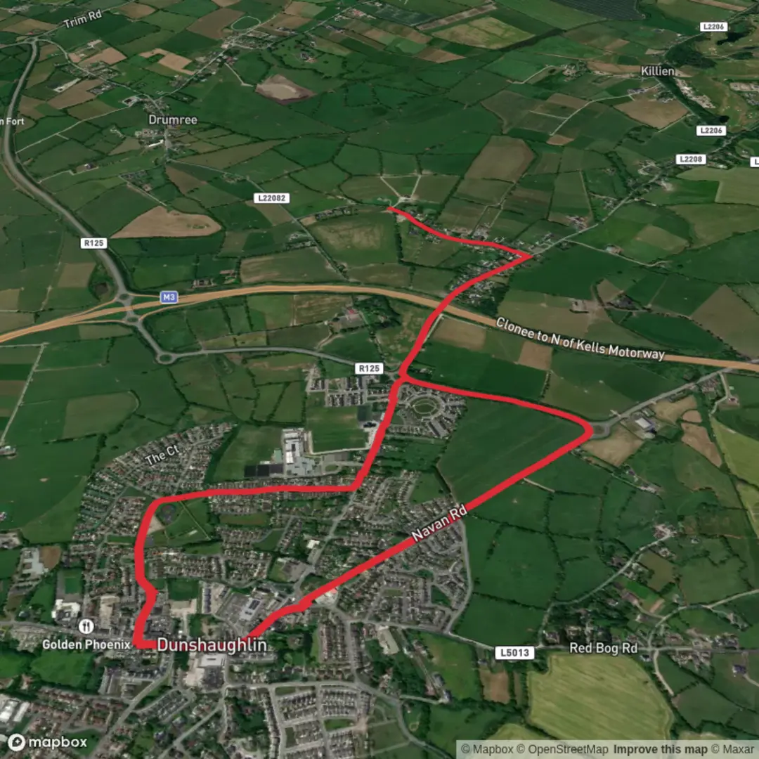 An image depicting the trail Dunshaughlin Loop and its surrounding area.