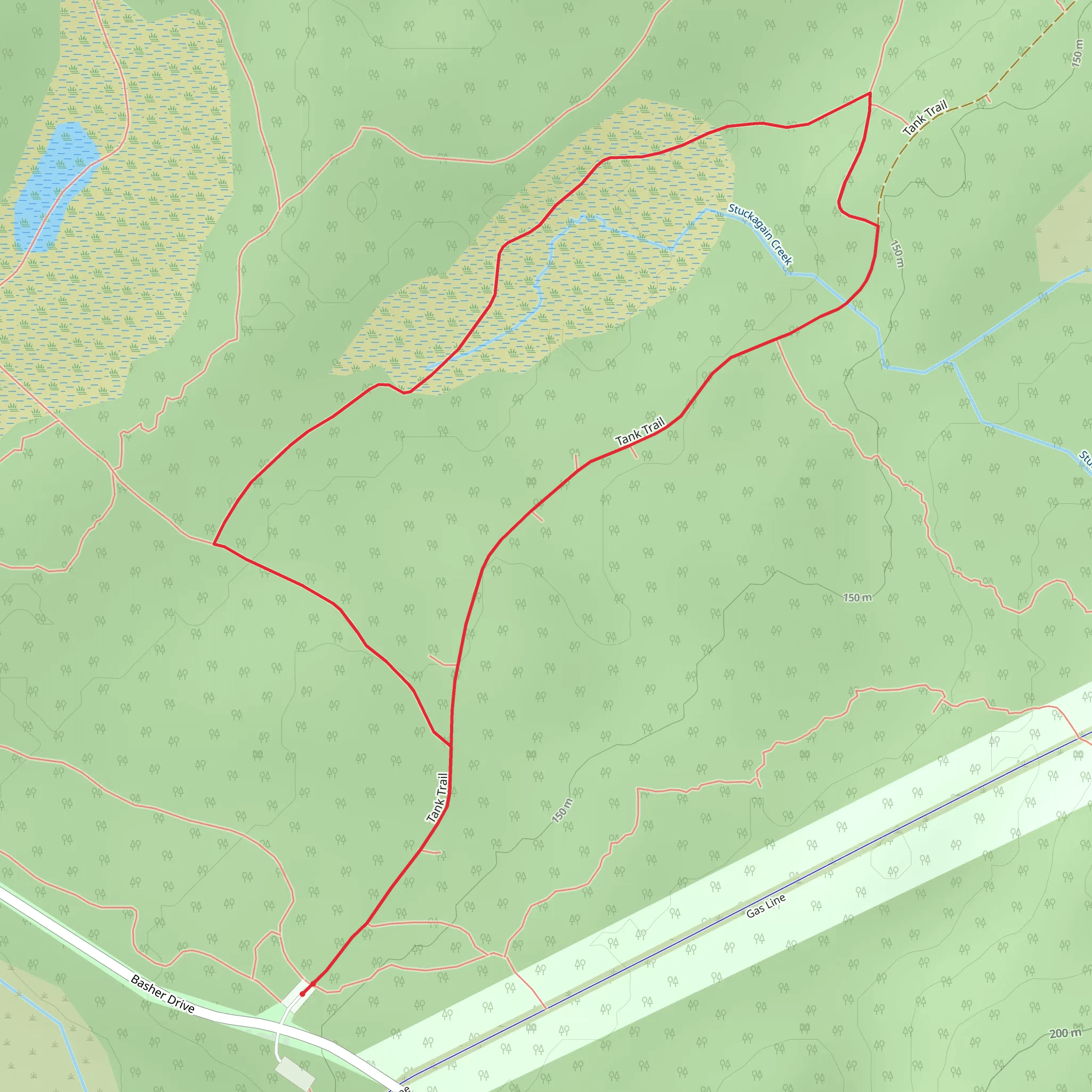 Tank Trail and Stuckagain Creek Loop mobile static map