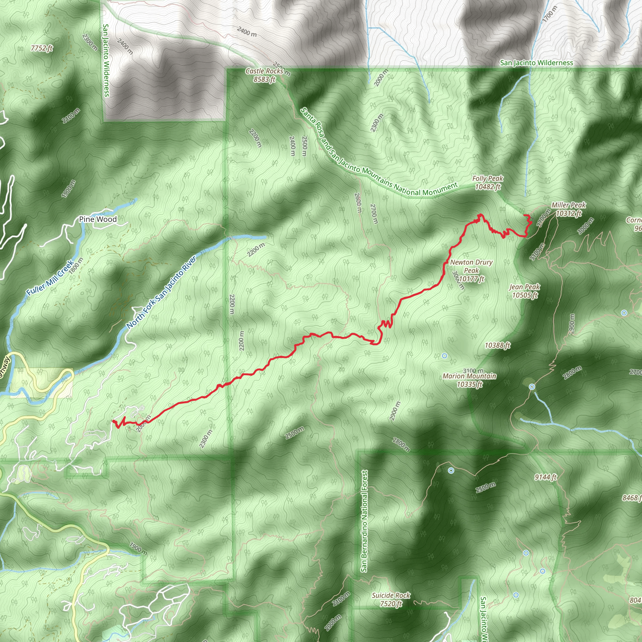 Marion Mountain to San Jacinto Peak mobile static map