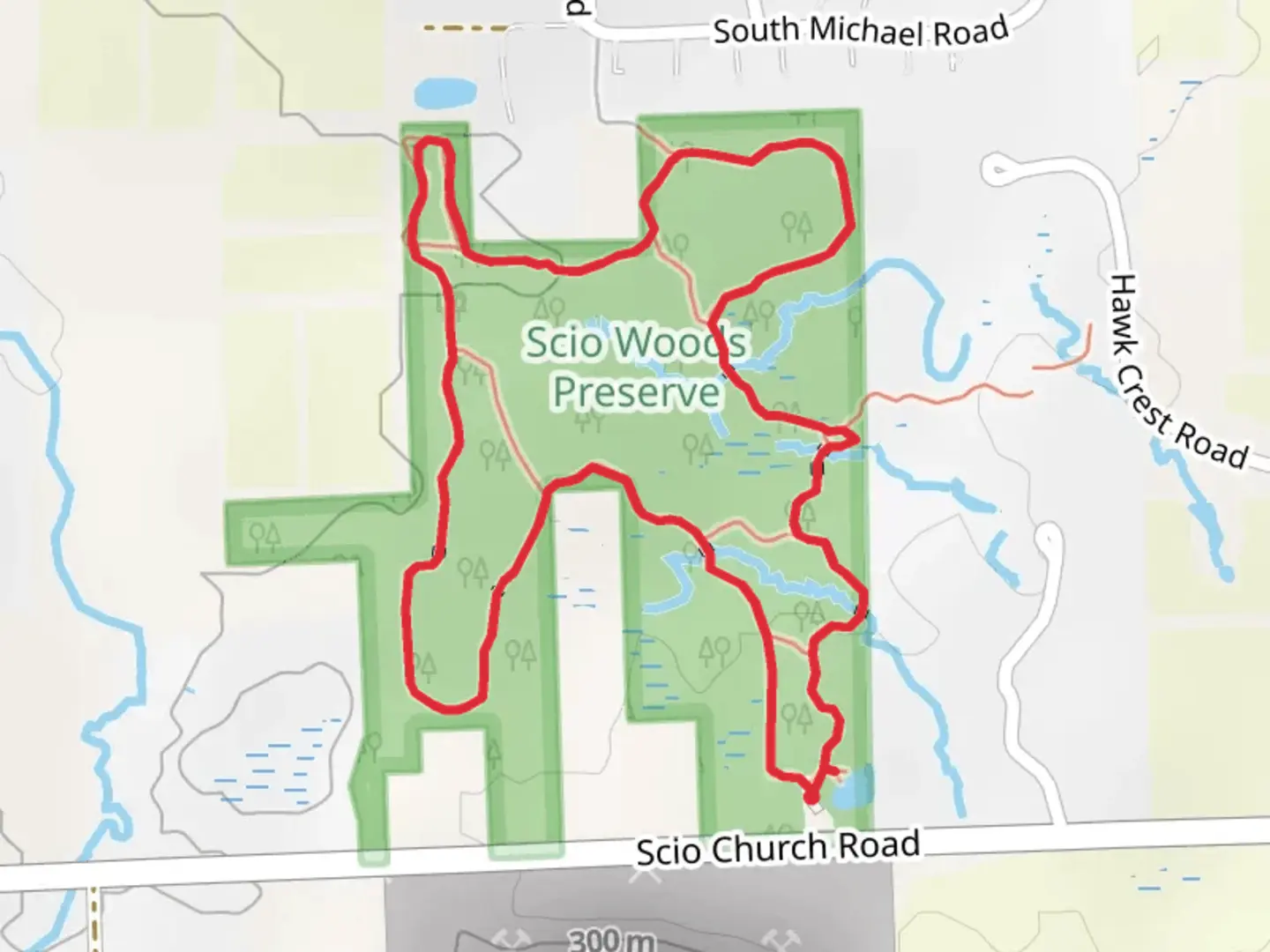 An image depicting the trail Scio Church Road Loop - North and its surrounding area.