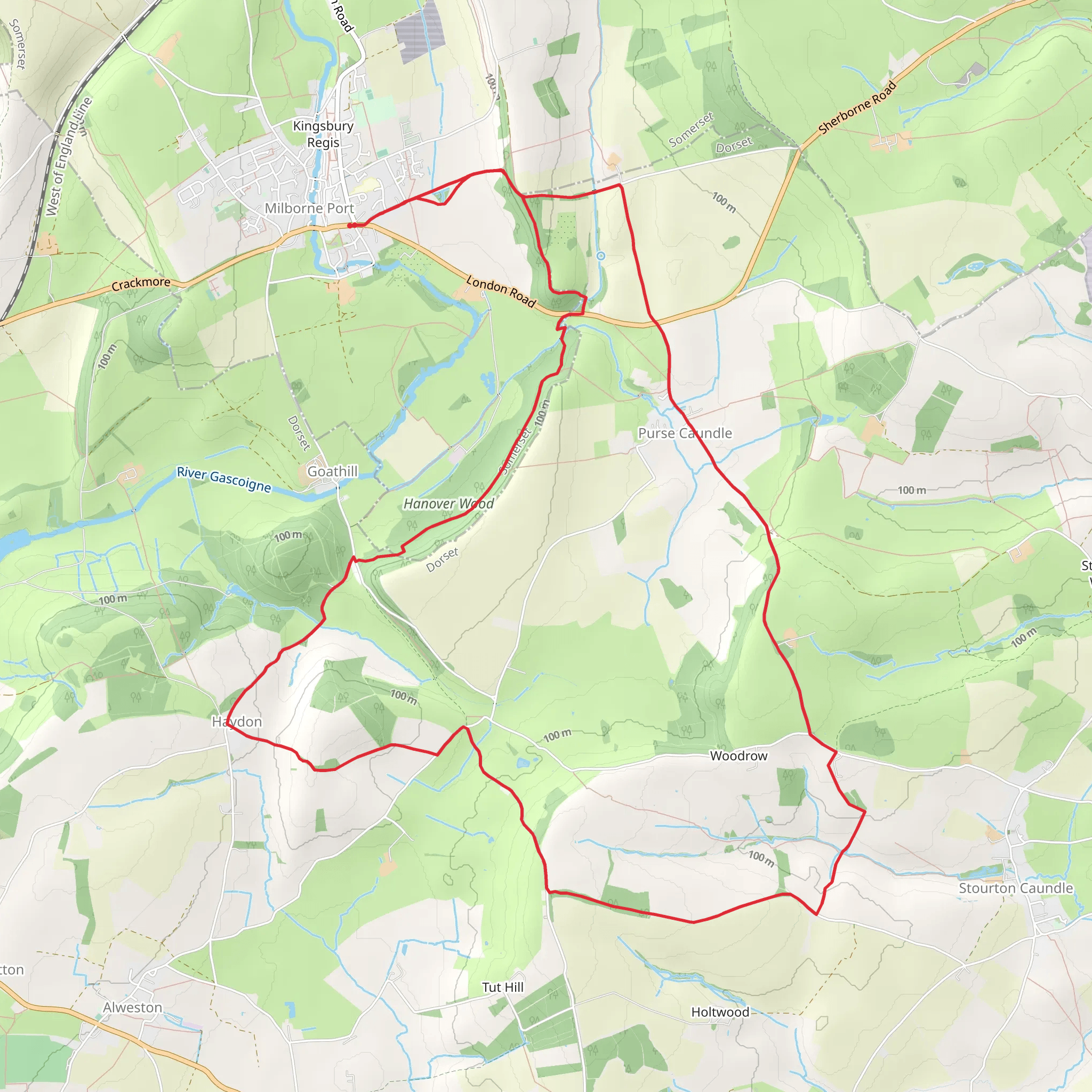 Hanover Wood, Coach Hill Wood and Goathill WOod Loop mobile static map