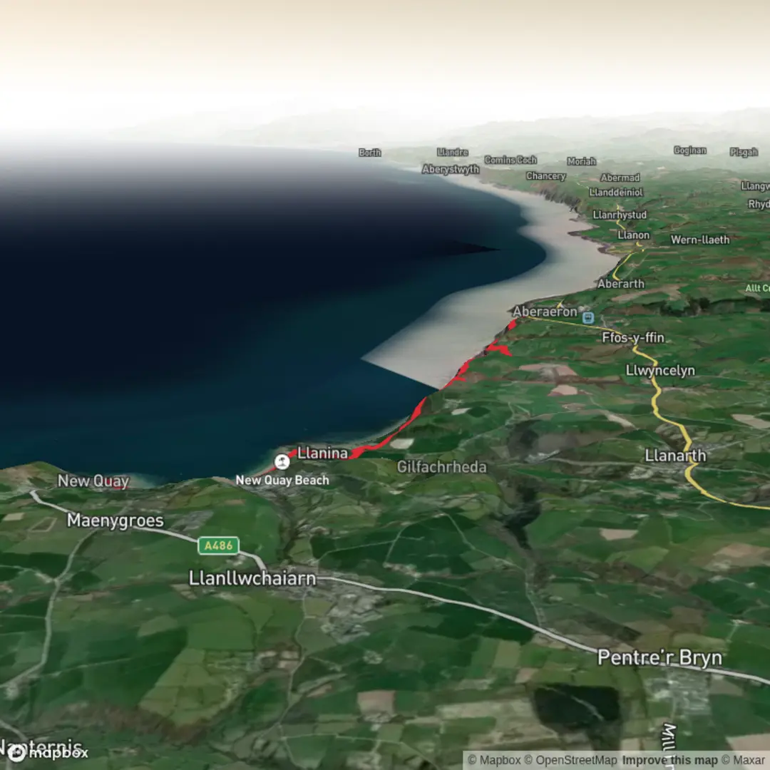 An image depicting the trail Neptune, Beach Parade and New Quay and its surrounding area.