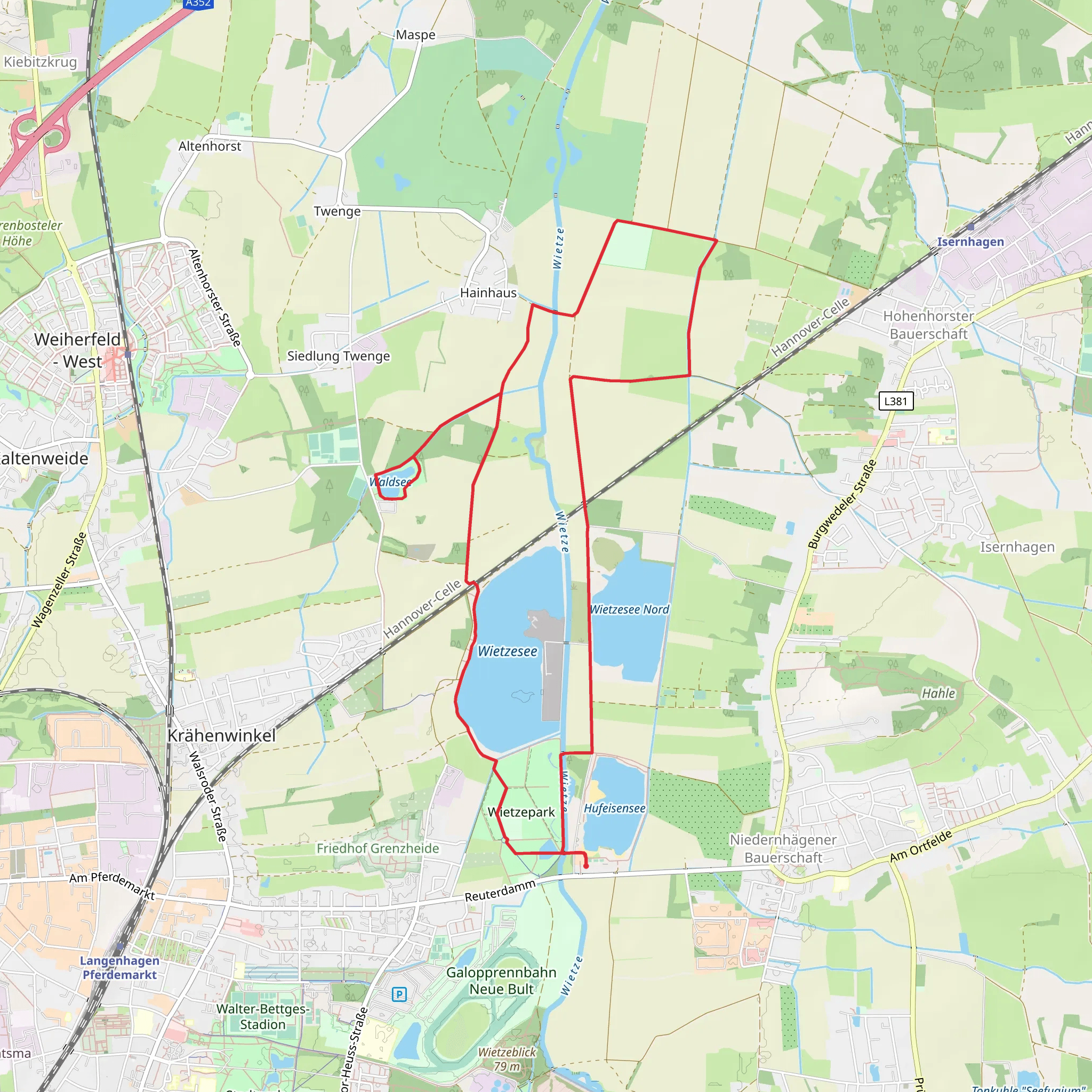 Wietzesee and Waldsee Loop mobile static map