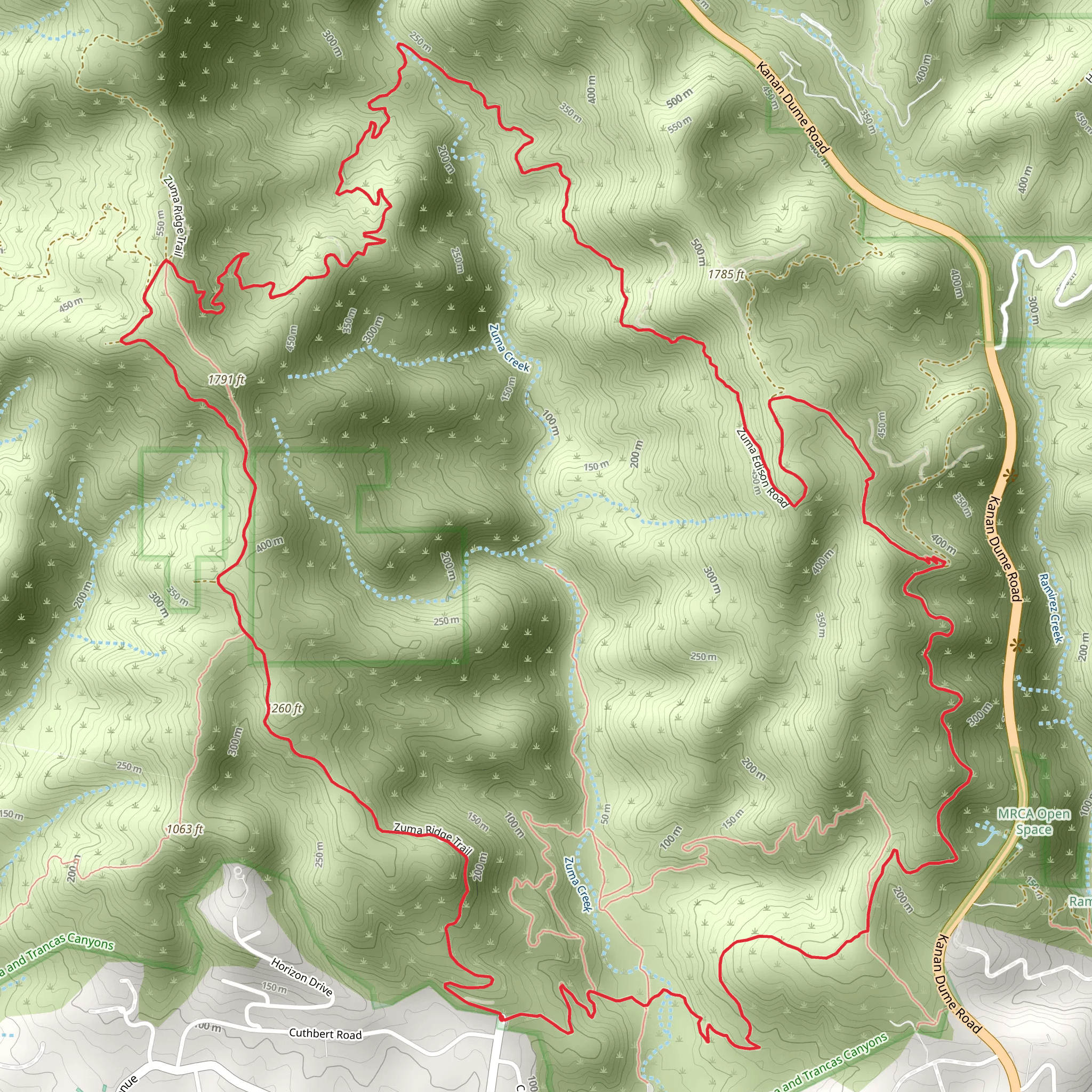Zuma Canyon Loop Trail mobile static map