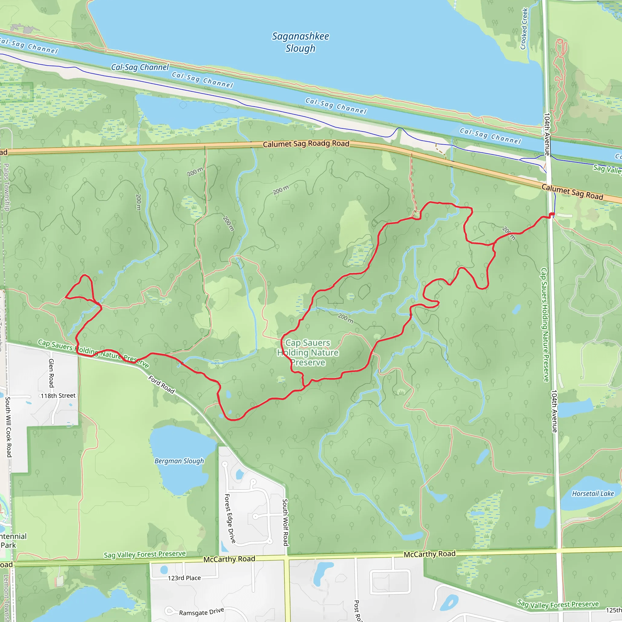 Sag Valley Yellow and Green Unpaved Loop Trail mobile static map