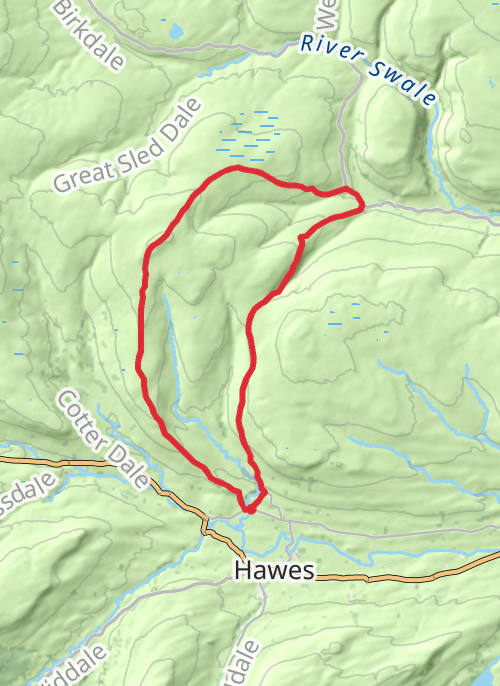 Hawdraw Loop  via Shunner Fell and Thwaite mobile static map