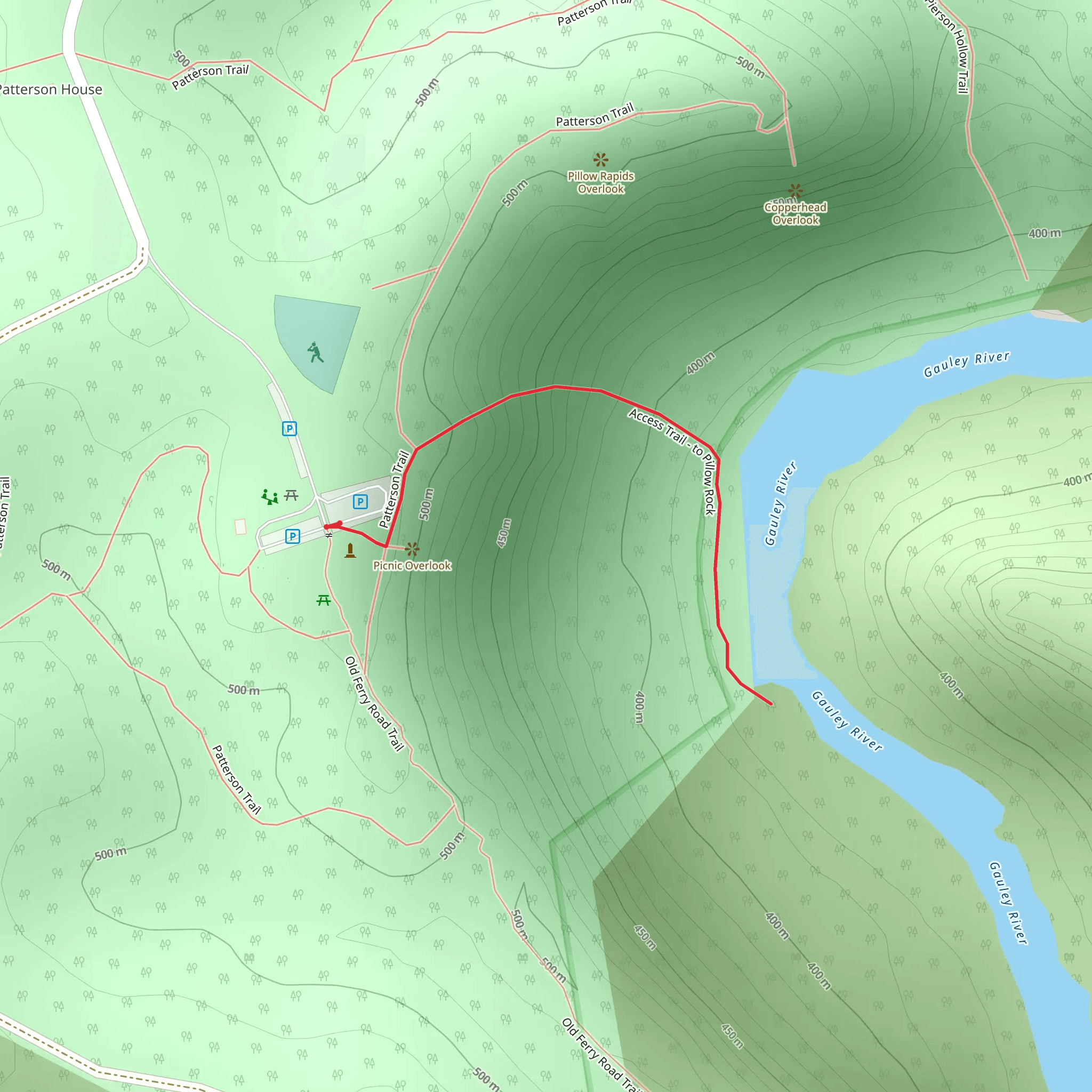 Path to Pillow Rock mobile static map