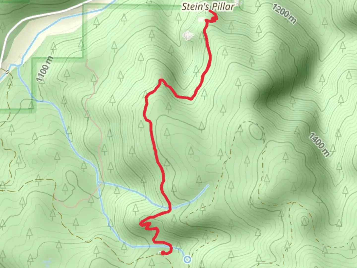 An image depicting the trail Stein's Pillar Trail and its surrounding area.