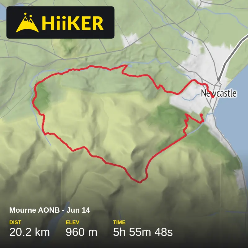 A map preview of the recording Mourne AONB - Jun 14.