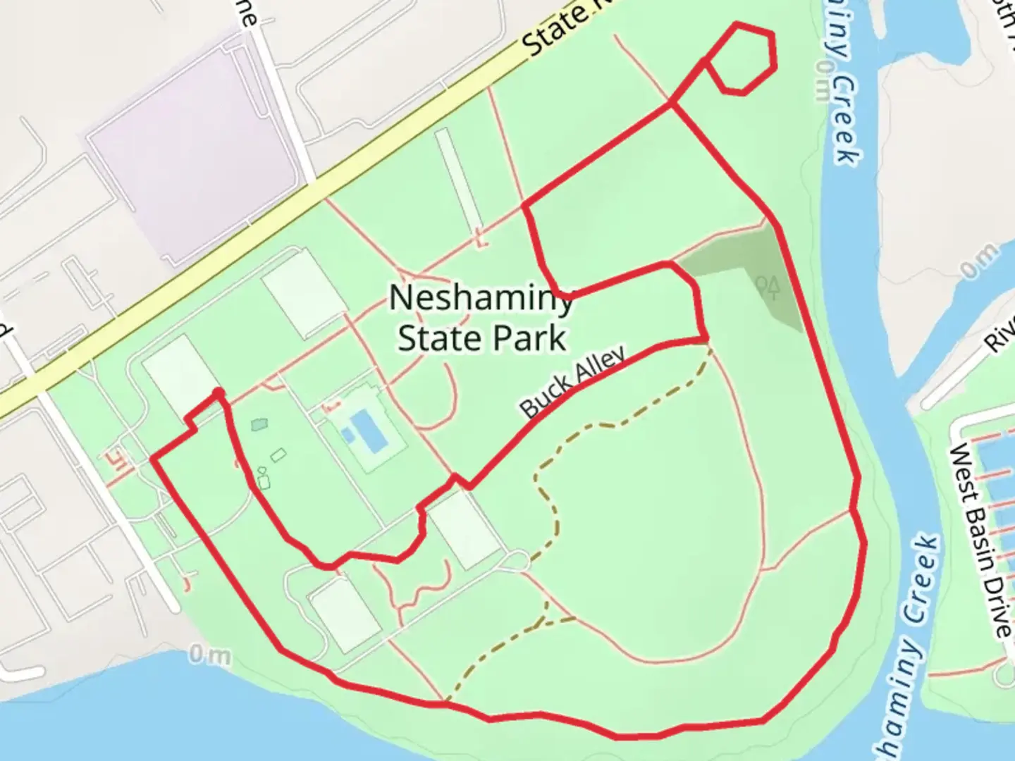 An image depicting the trail Neshaminy Creek - Neshaminy State Park and its surrounding area.