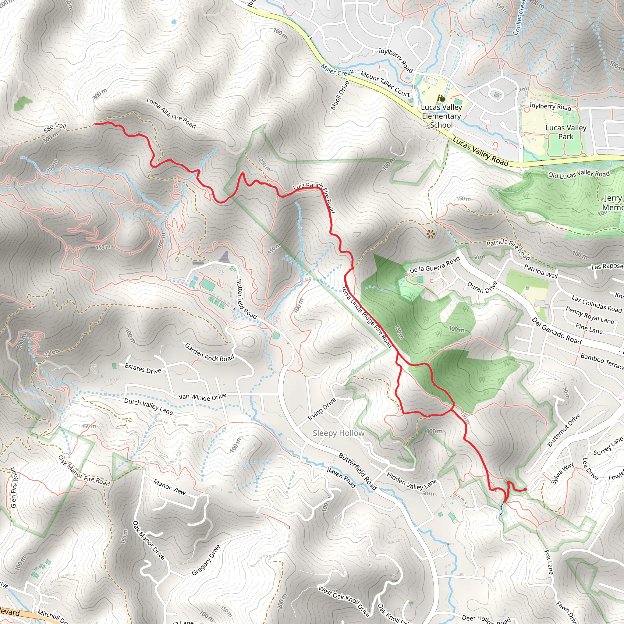 Luz Ranch Fire Road Trail mobile static map