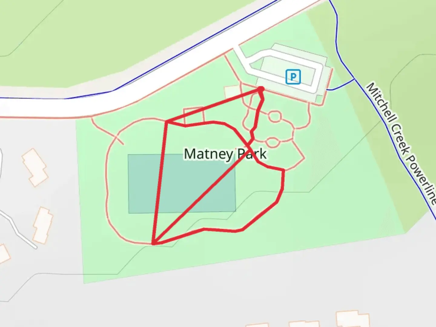An image depicting the trail Matney Park Loop and its surrounding area.