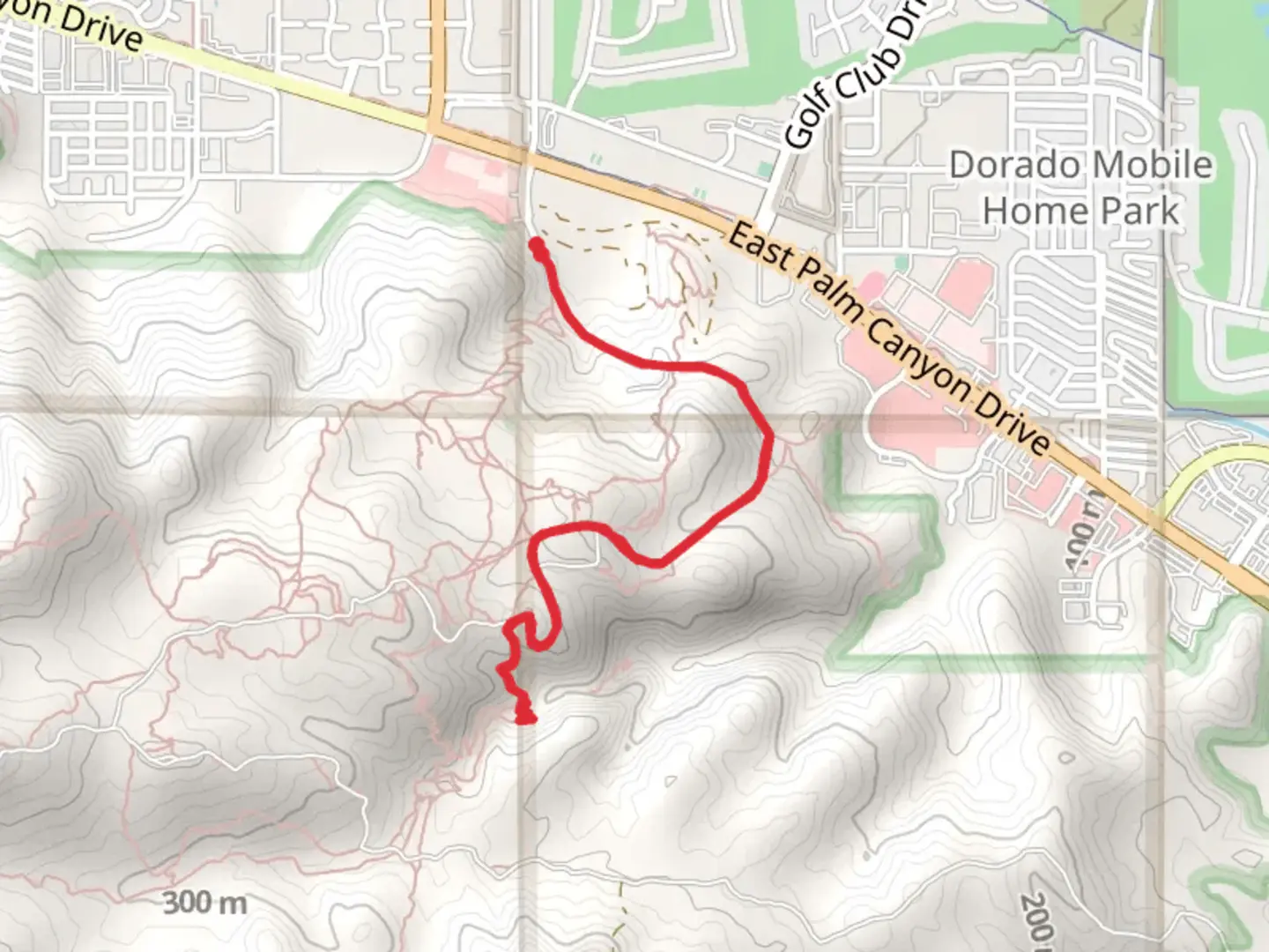 An image depicting the trail Palm Hills Road Walk and its surrounding area.