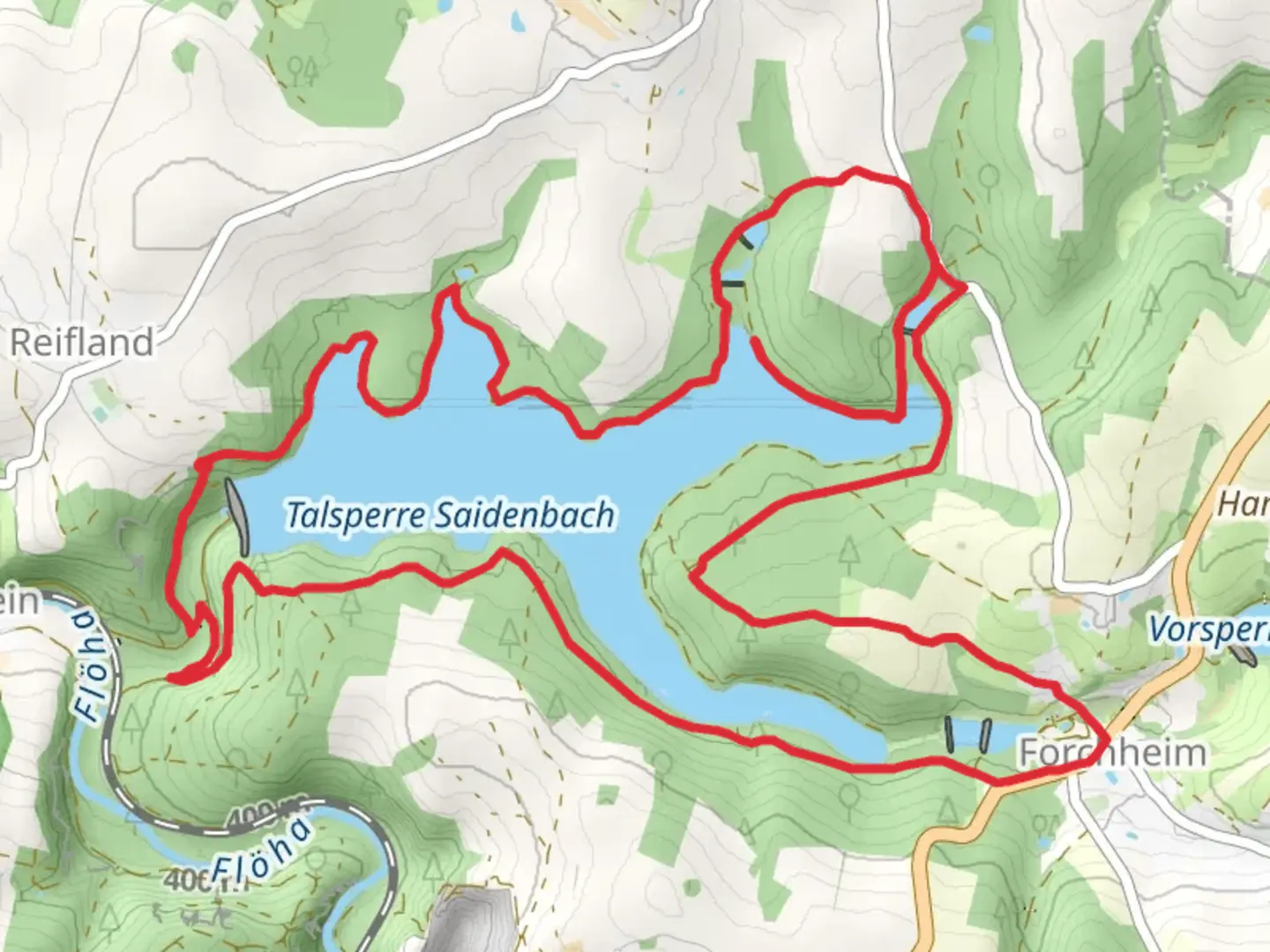An image depicting the trail Talsperre Saidenbach Loop and its surrounding area.