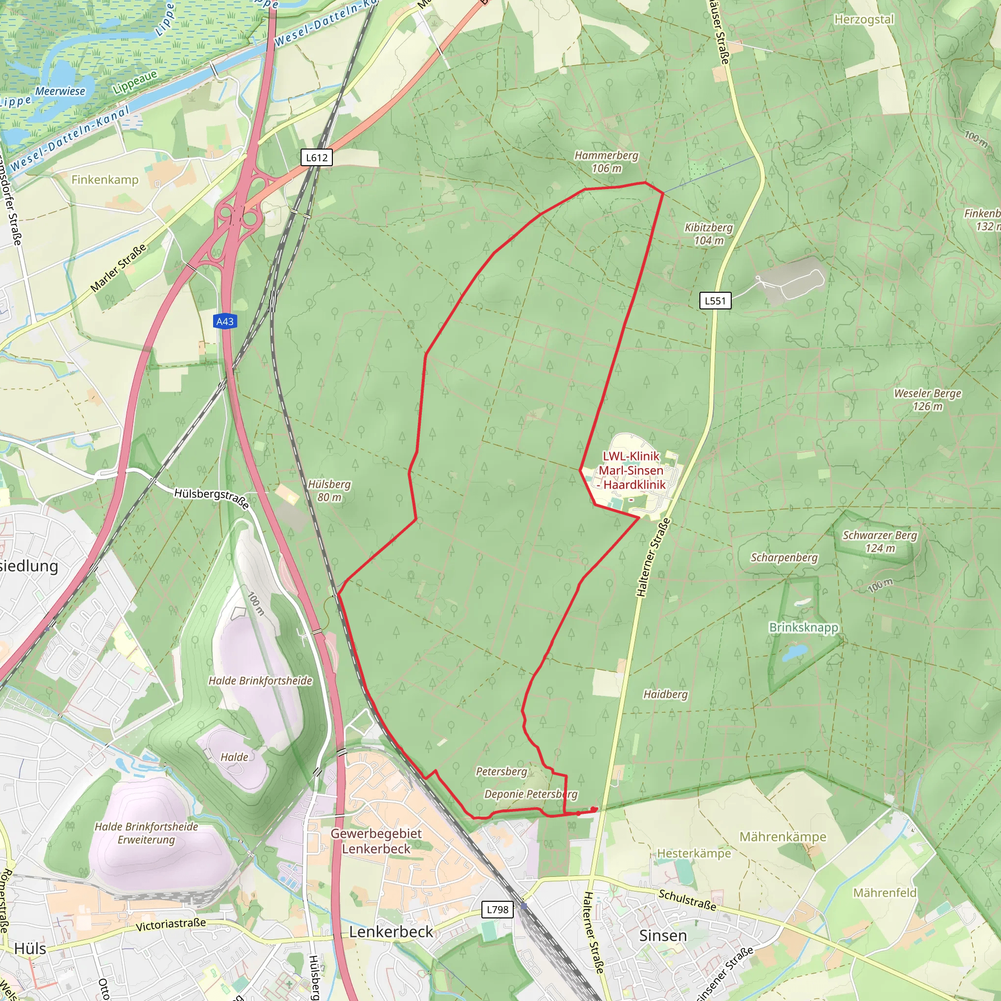 Recklinghausen and Die Haard - Haidberg mobile static map