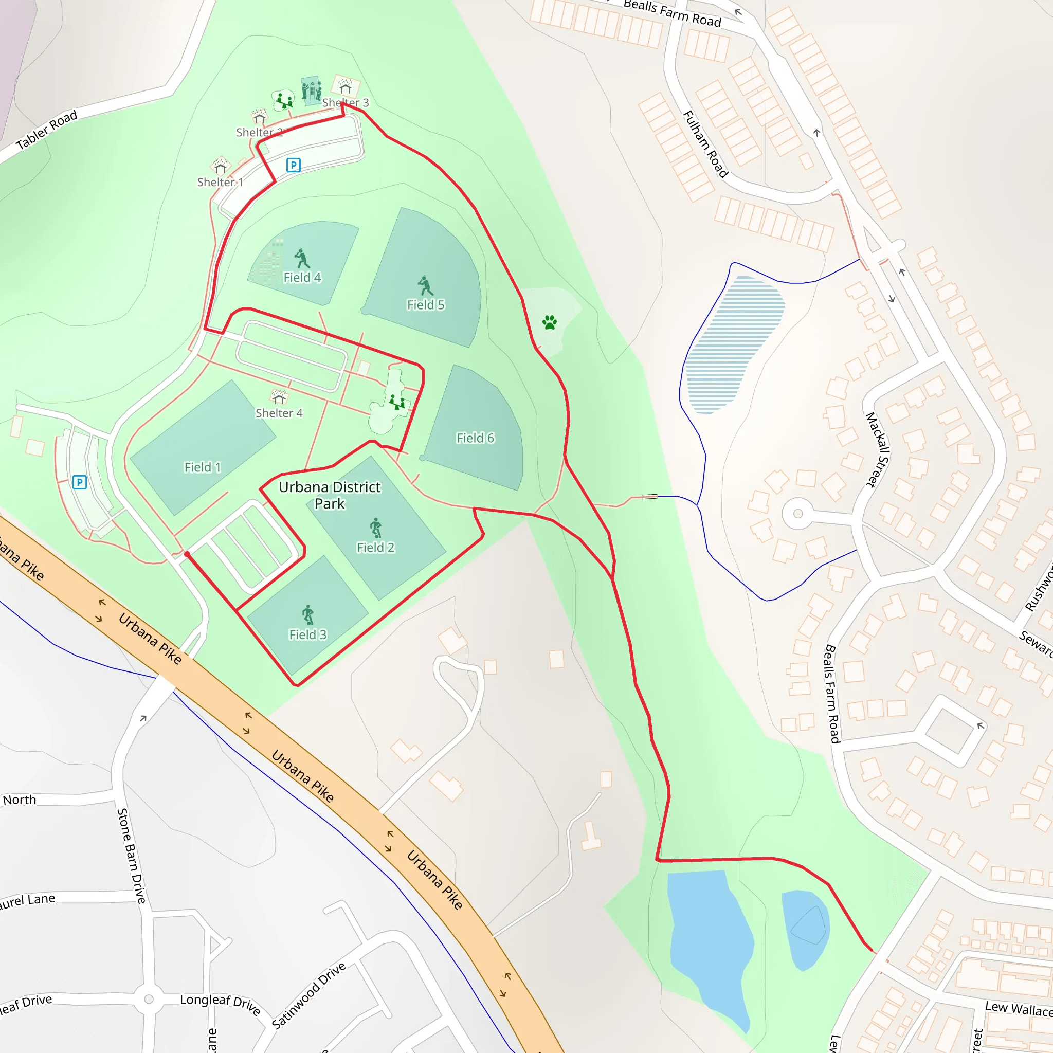 Urbana District Park Loop mobile static map