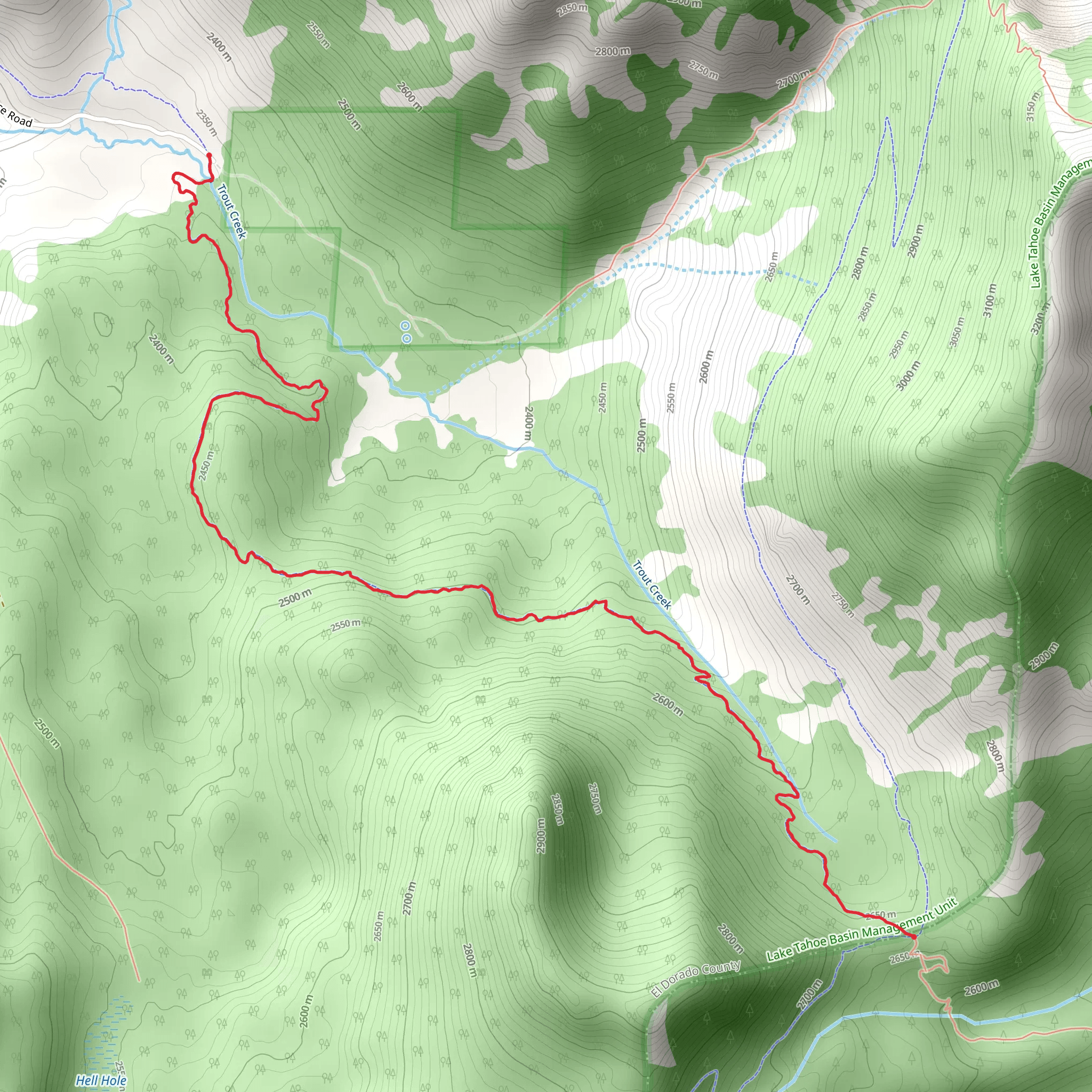 Armstrong Pass Trail mobile static map