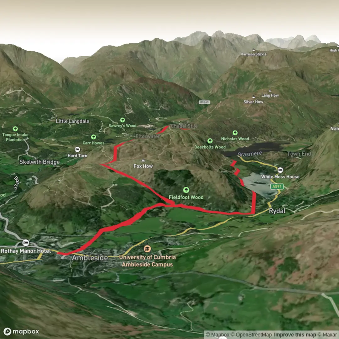 An image depicting the trail loughrigg circuit and caves and its surrounding area.