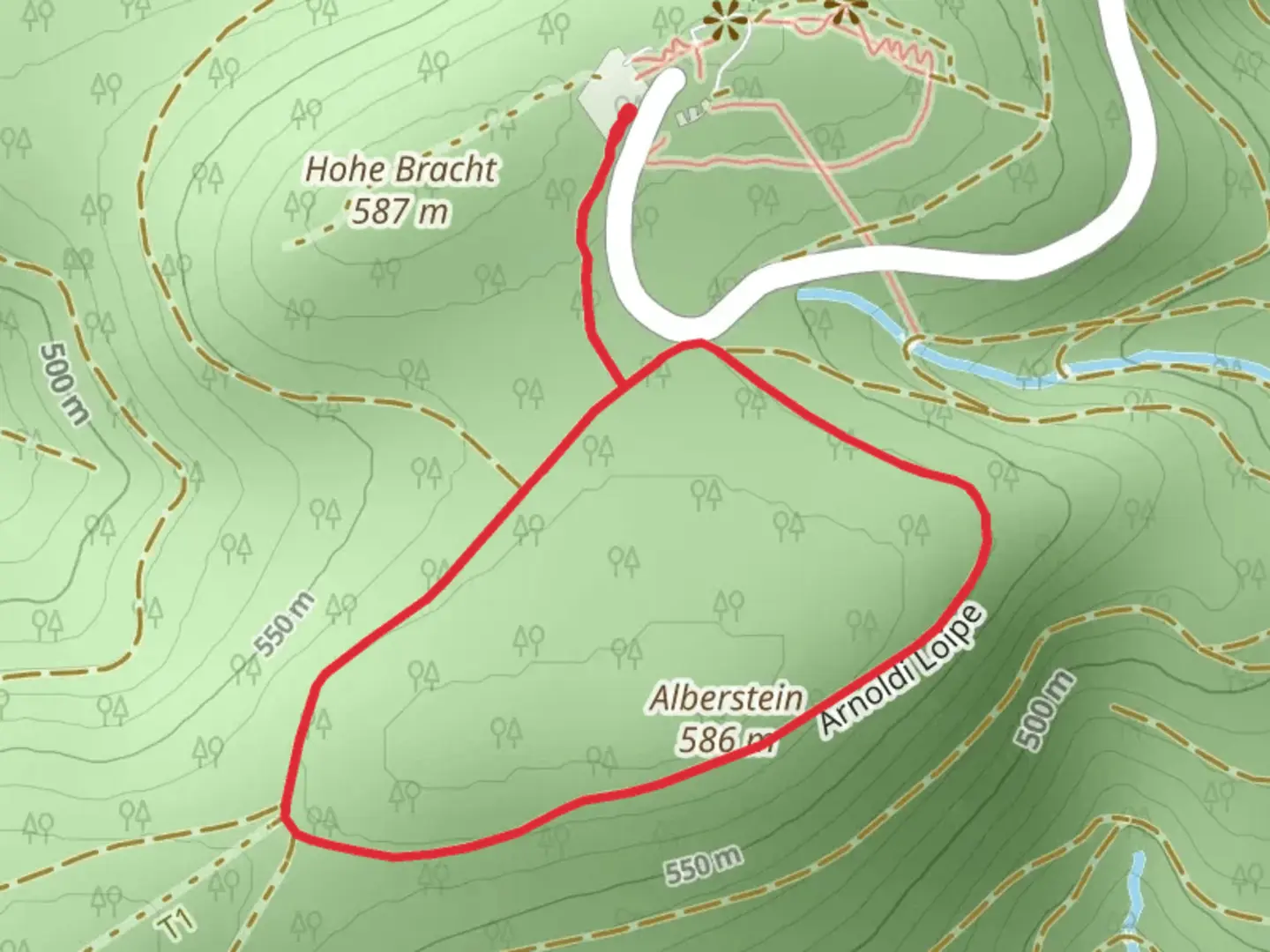 An image depicting the trail Alberstein Loop via Ehmsenweg and its surrounding area.