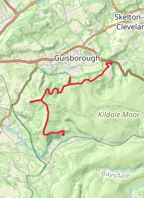 kikdale to slapewath inc roseberry topping  mobile static map