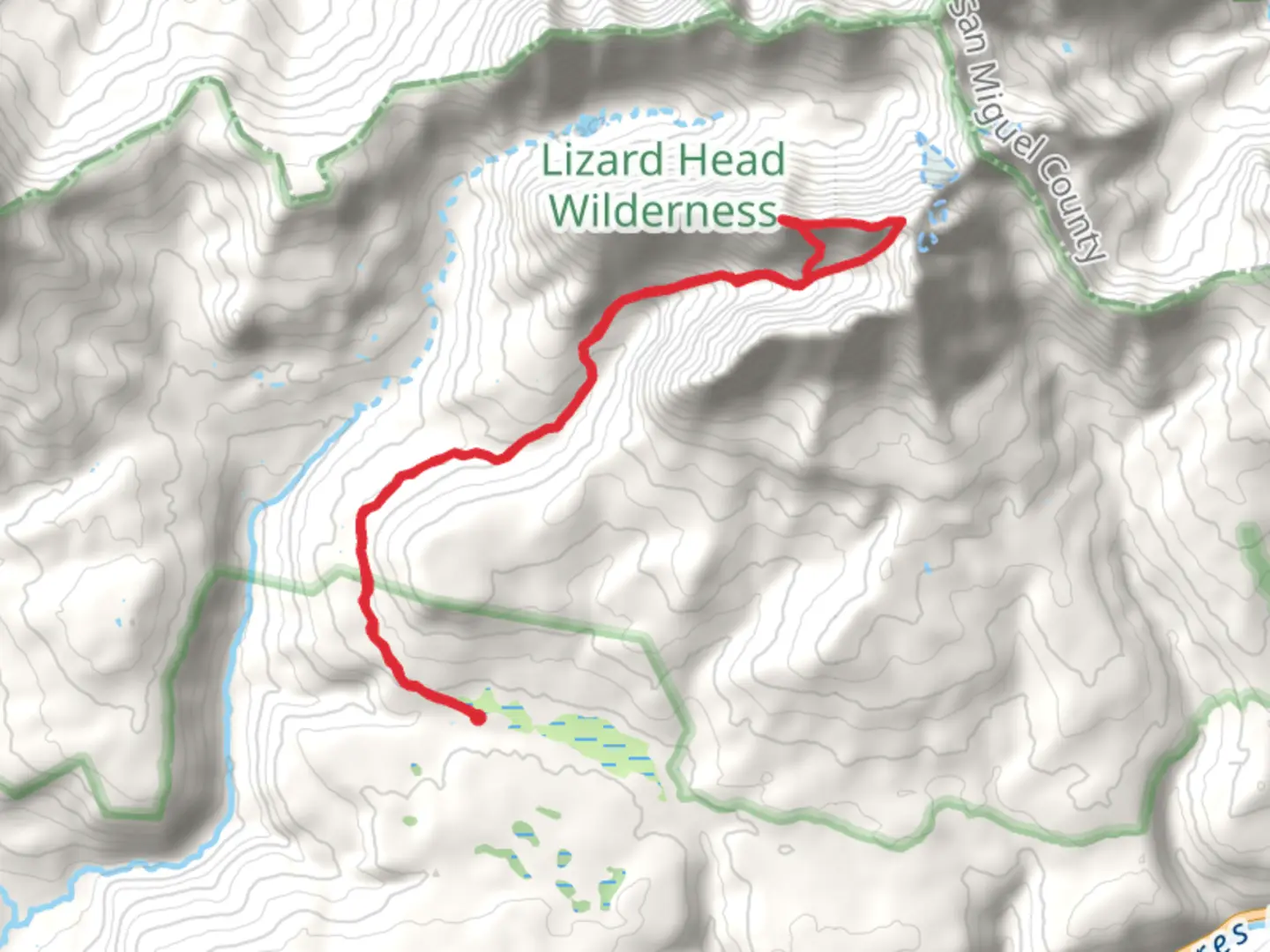 An image depicting the trail El Diente Peak and Mount Wilson via Kilpacker Trail and its surrounding area.