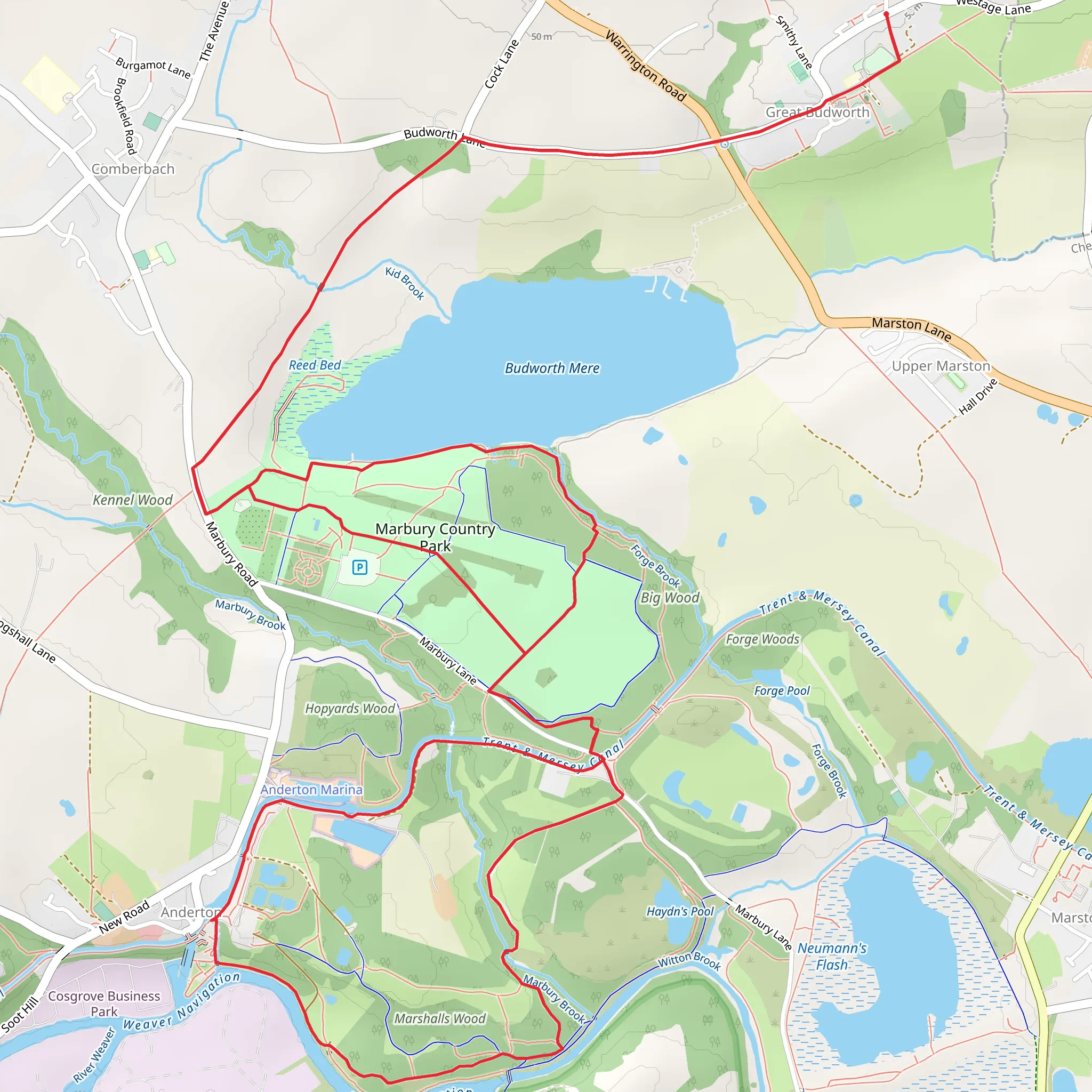 Great Budworth Loop mobile static map