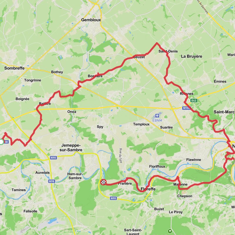 A map preview of the recording Fleurus Cyclisme.