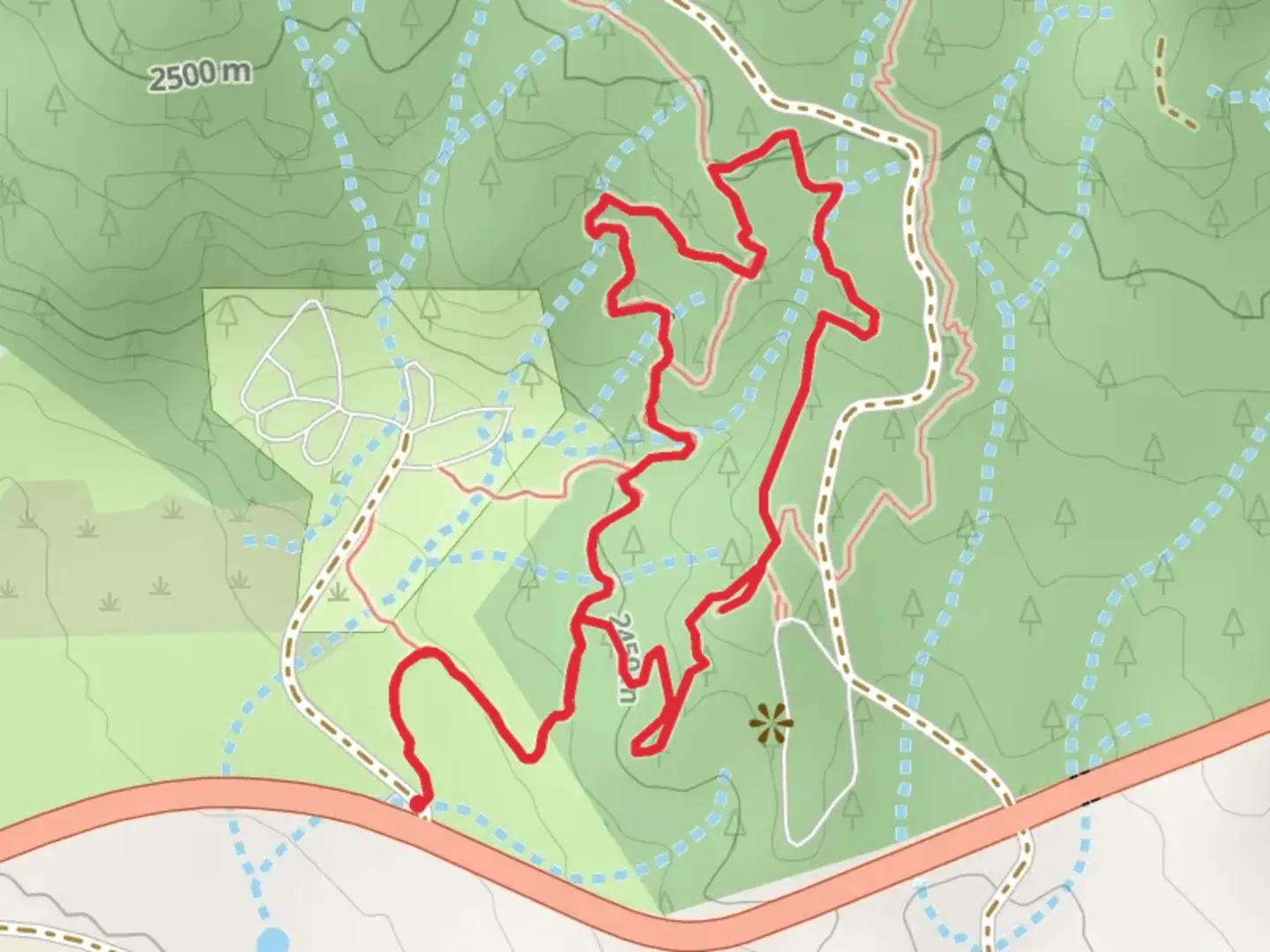 An image depicting the trail Few Dollars More and A Fistfull of Dollars Loop and its surrounding area.