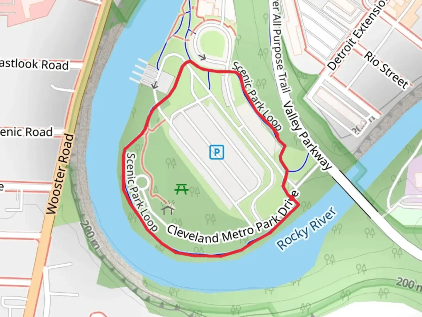 An image depicting the trail Scenic Park Loop and its surrounding area.