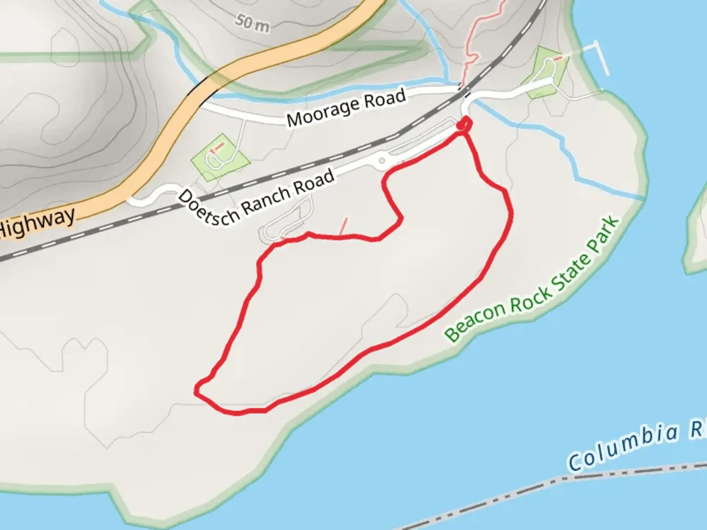 An image depicting the trail Doetsch Walking Path Loop and its surrounding area.
