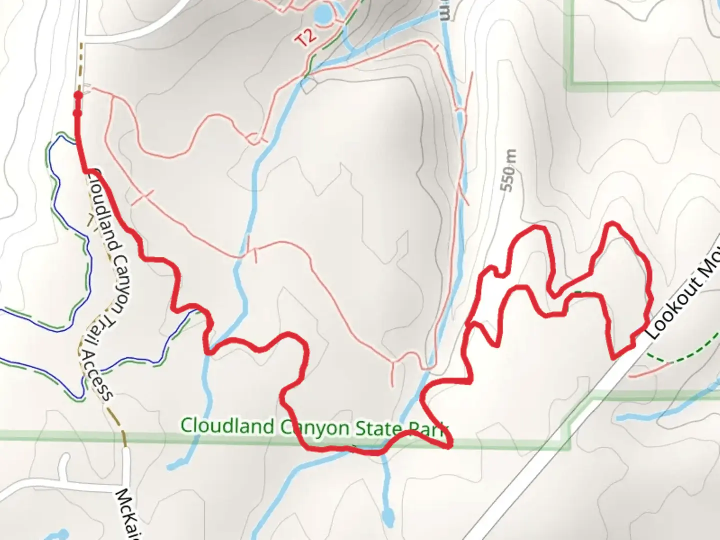 An image depicting the trail Prince Albert and Cloundland Canyon Connector and its surrounding area.