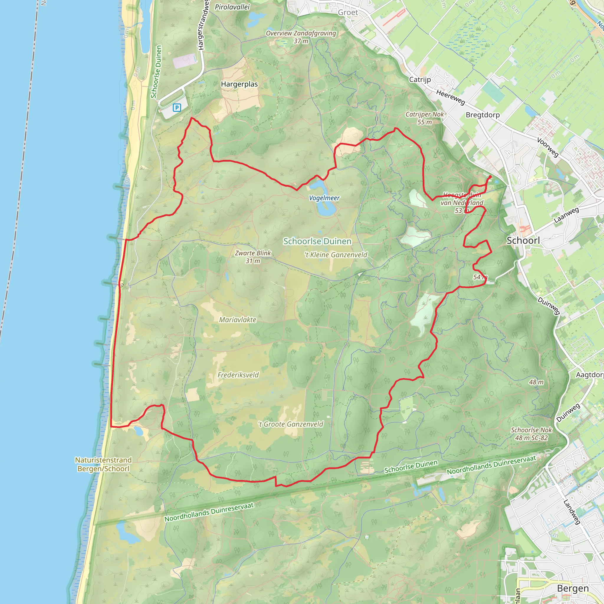Vogelmeer, Tjalkshoek and De Kerf Loop mobile static map